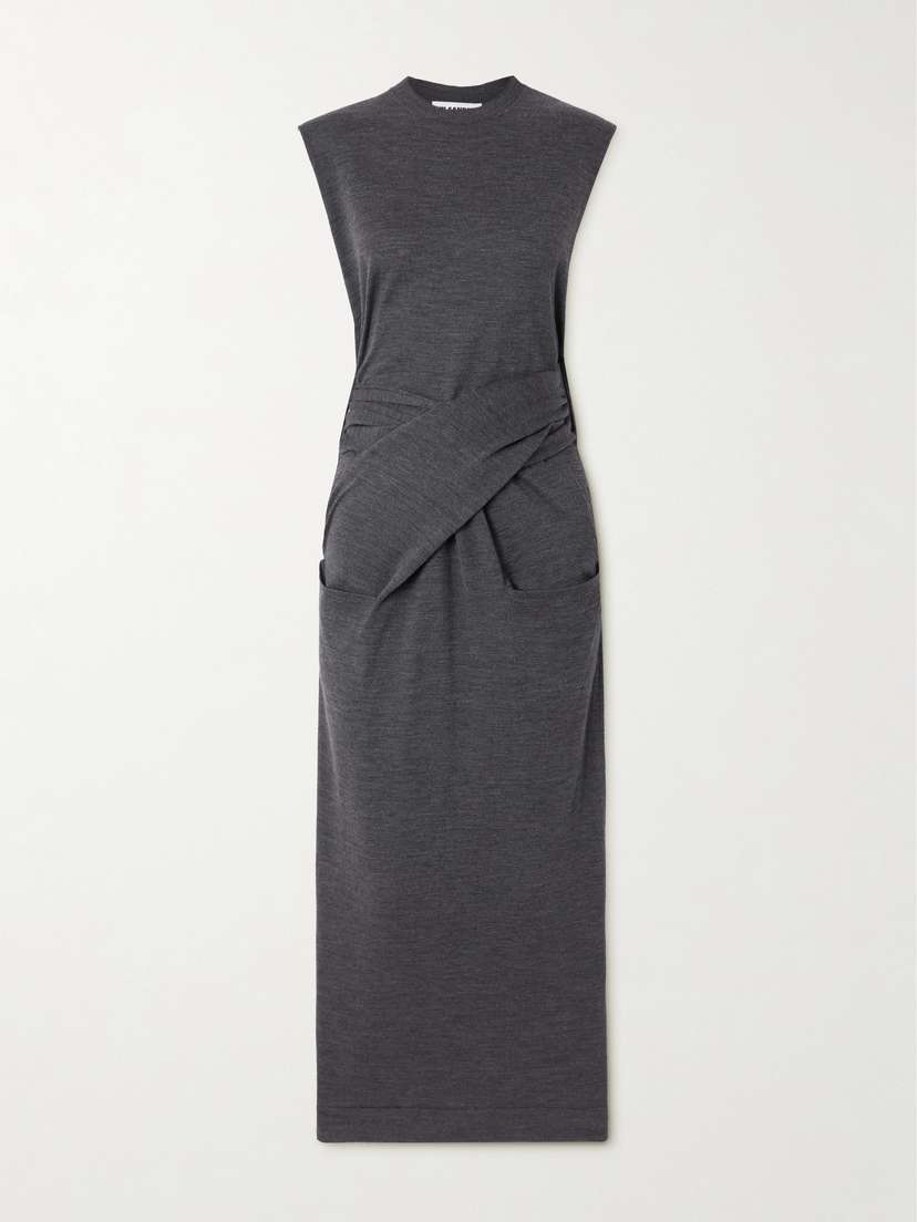 Jil Sander Draped Merino Wool Maxi Dress