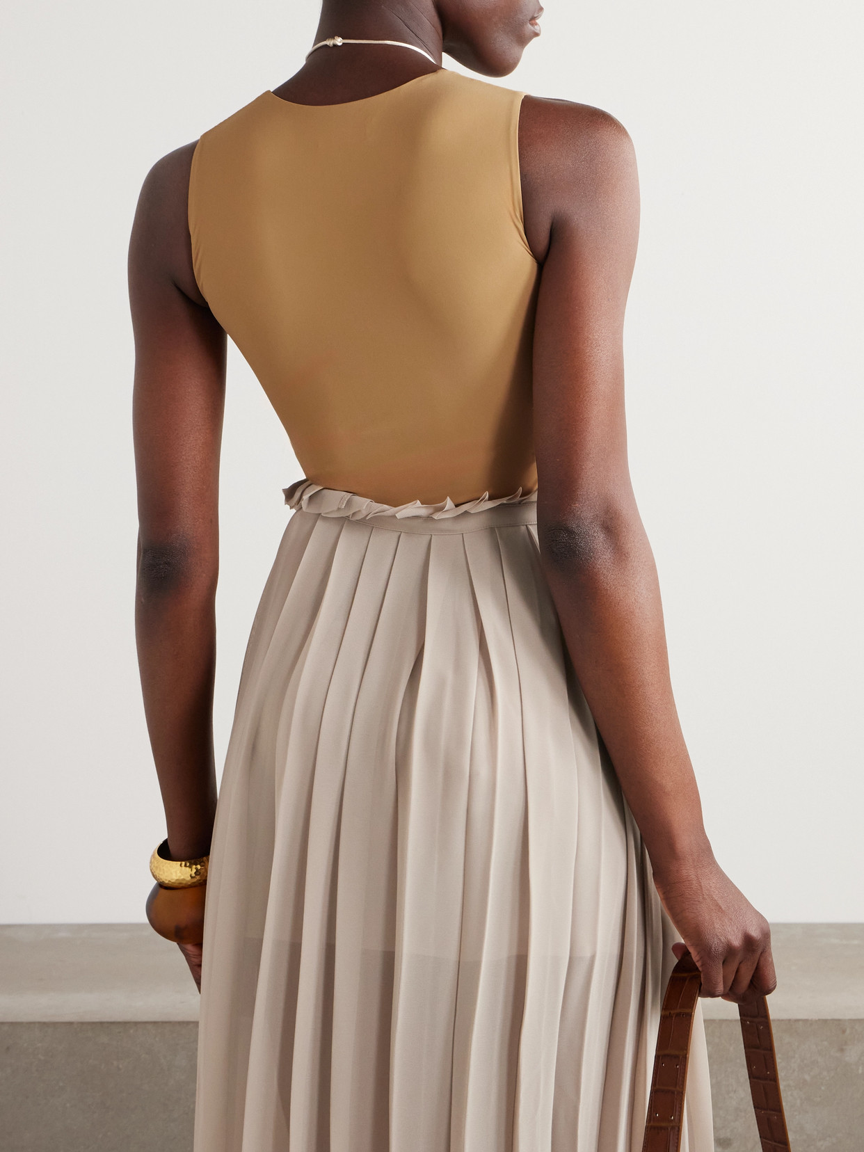 Jil Sander Stretch-jersey Bodysuit In Brown