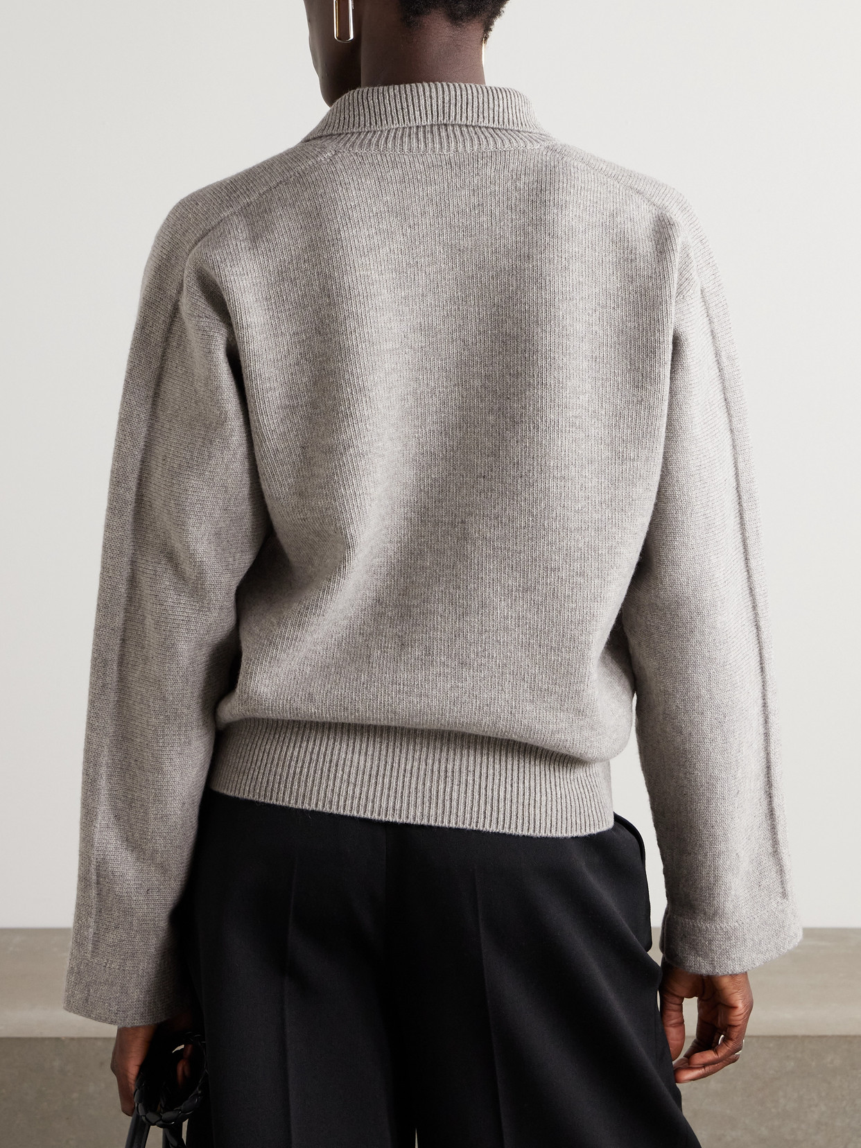 Jil Sander Turtleneck Wool-blend Cardigan In Gray
