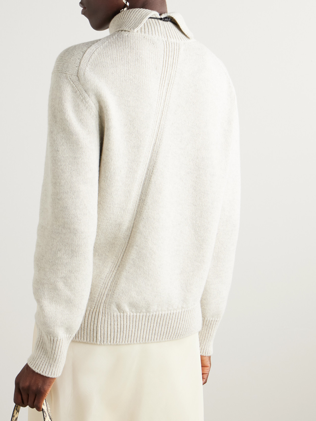 Jil Sander Asymmetric Alpaca And Wool-blend Turtleneck Sweater In Gray
