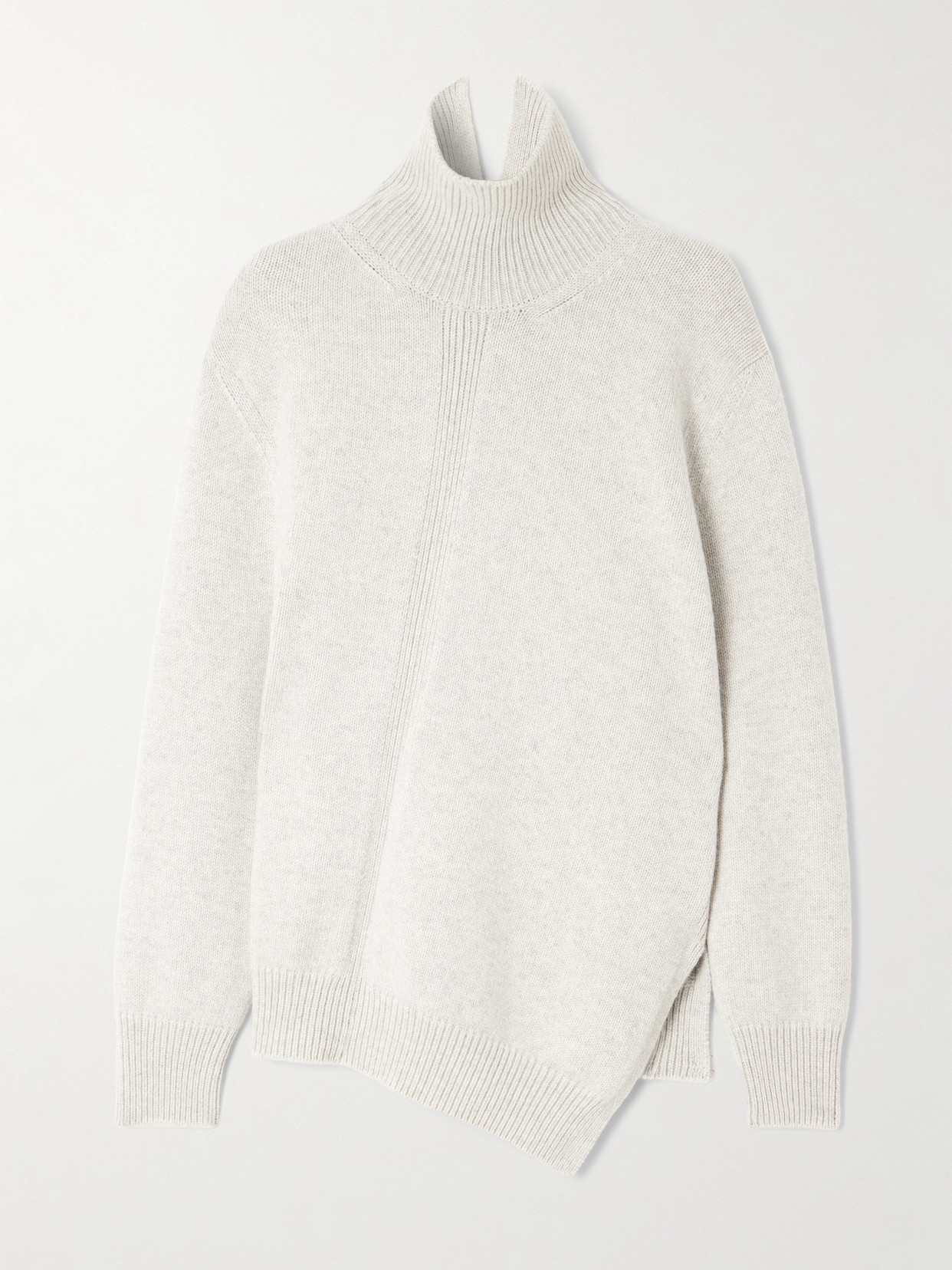 Jil Sander Asymmetric Alpaca And Wool-blend Turtleneck Sweater In Gray