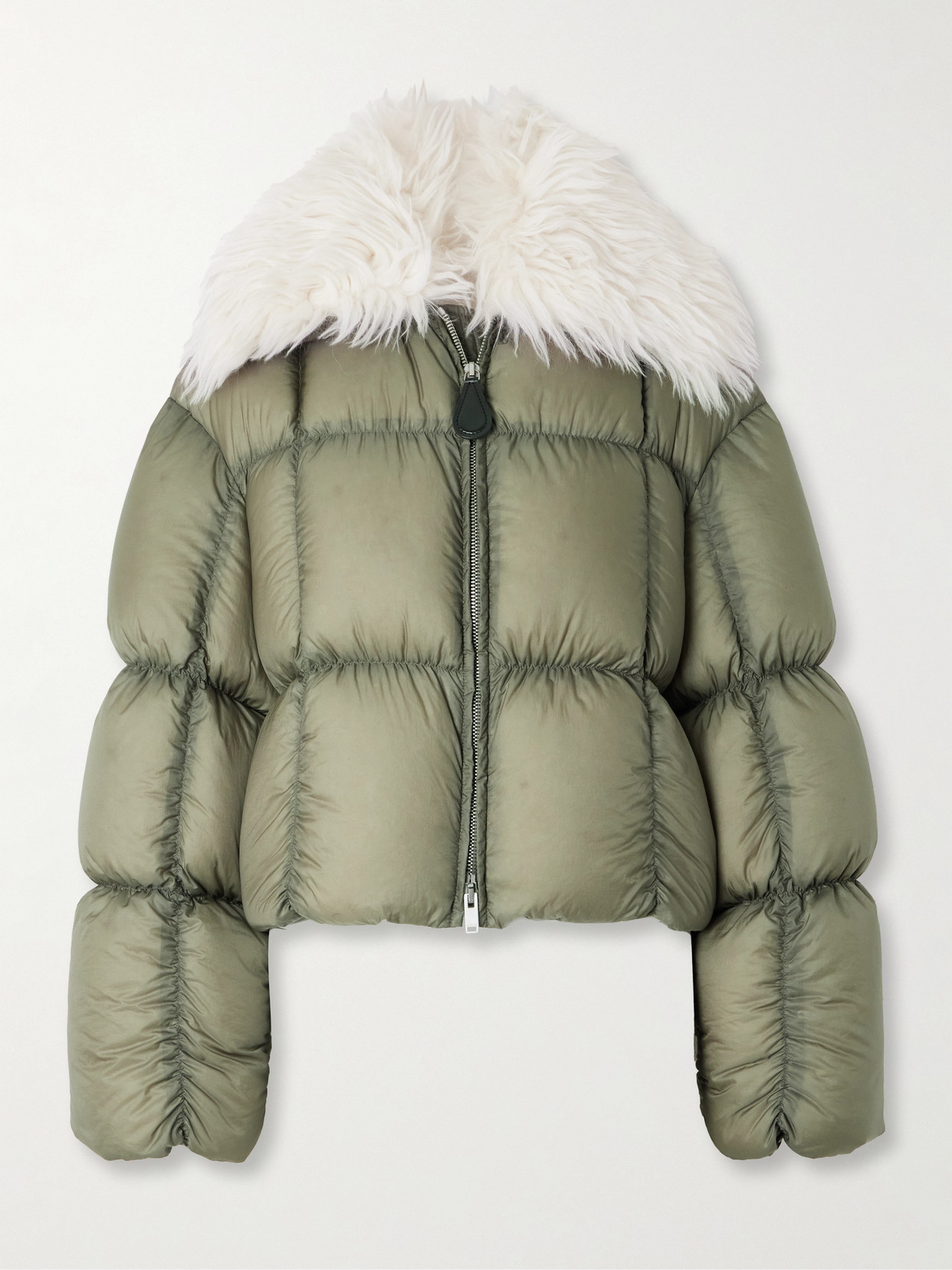 Jil Sander Plush-trimmed Padded Quilted Shell Jacket In Green