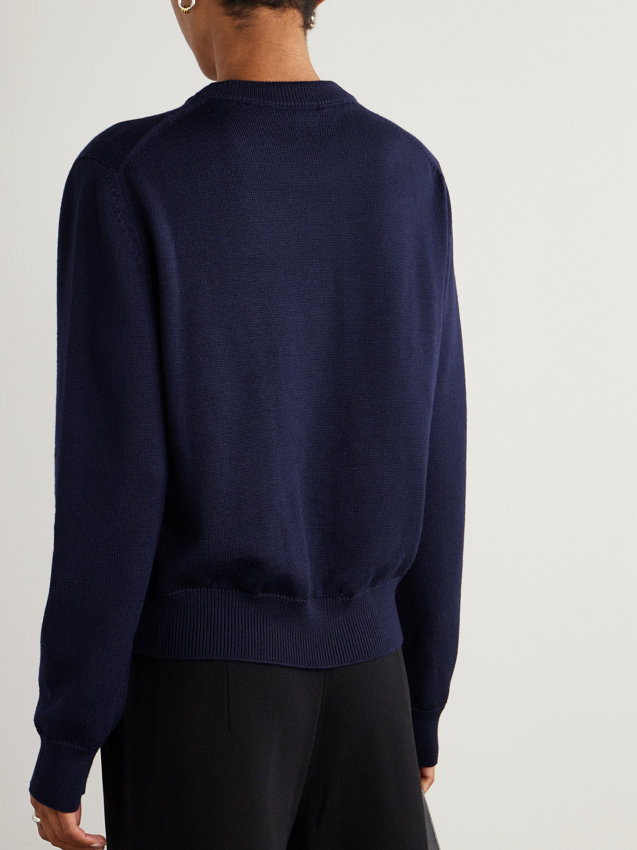 Jil Sander Embroidered Merino Wool Sweater In Blue