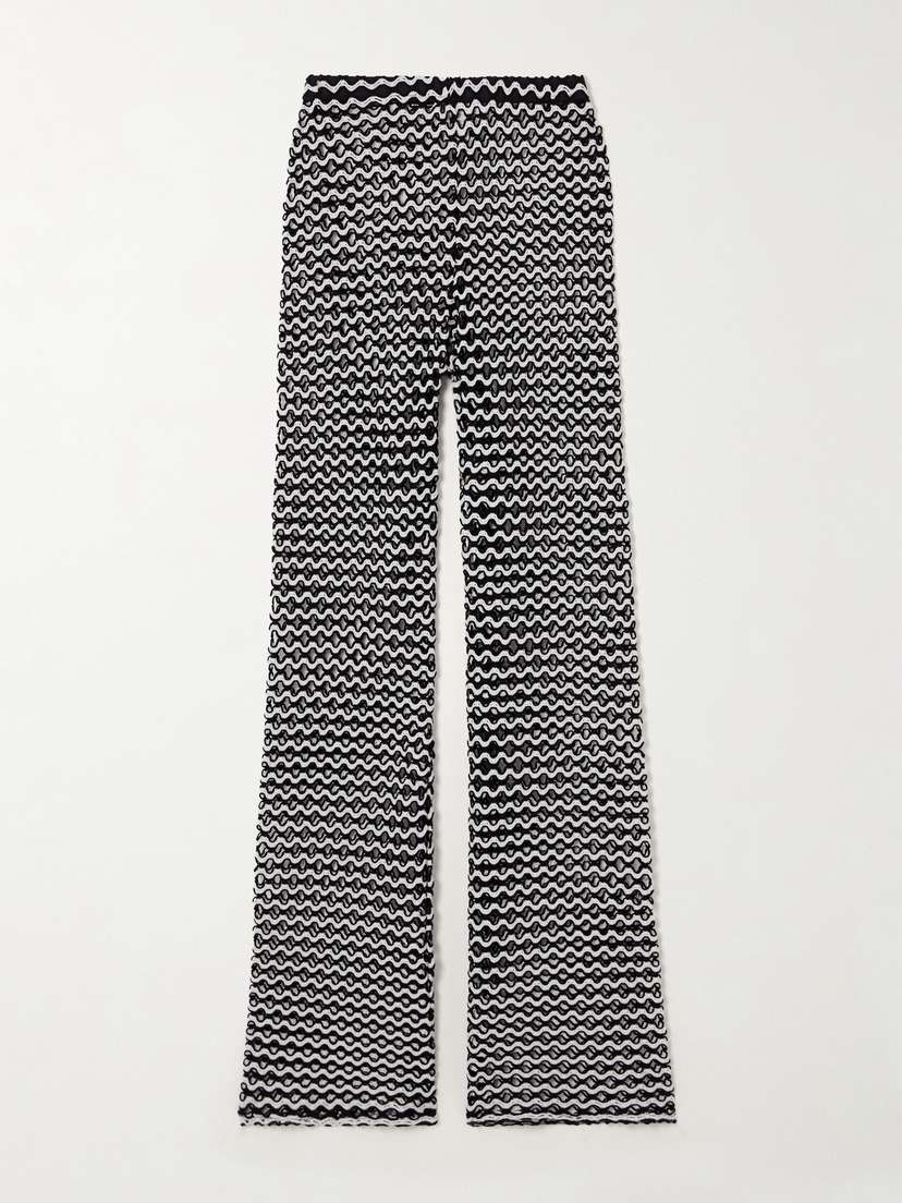 SARA CRISTINA Playa Two-tone Crocheted Wide-leg Pants