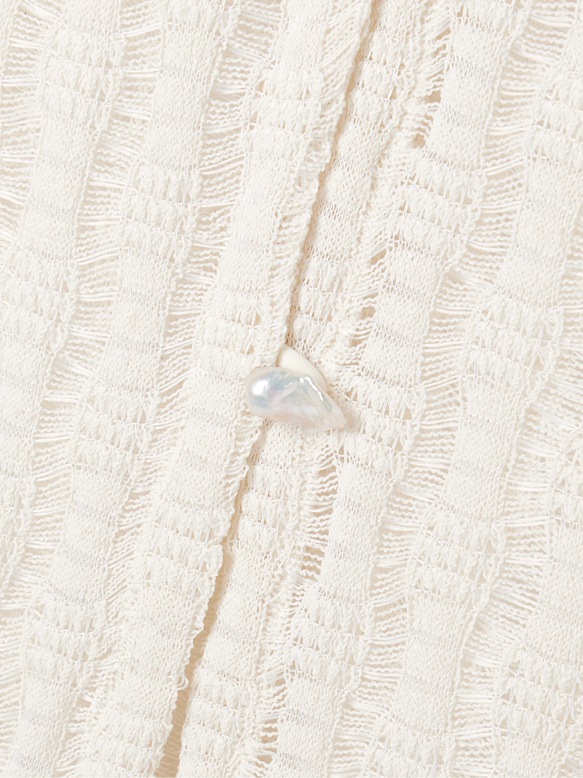 SARA CRISTINA Pearl-embellished crocheted cotton-blend coverup