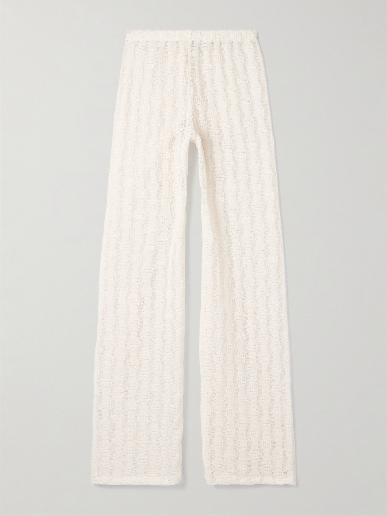Sara Cristina Playa Open-knit Cotton-blend Pants In White