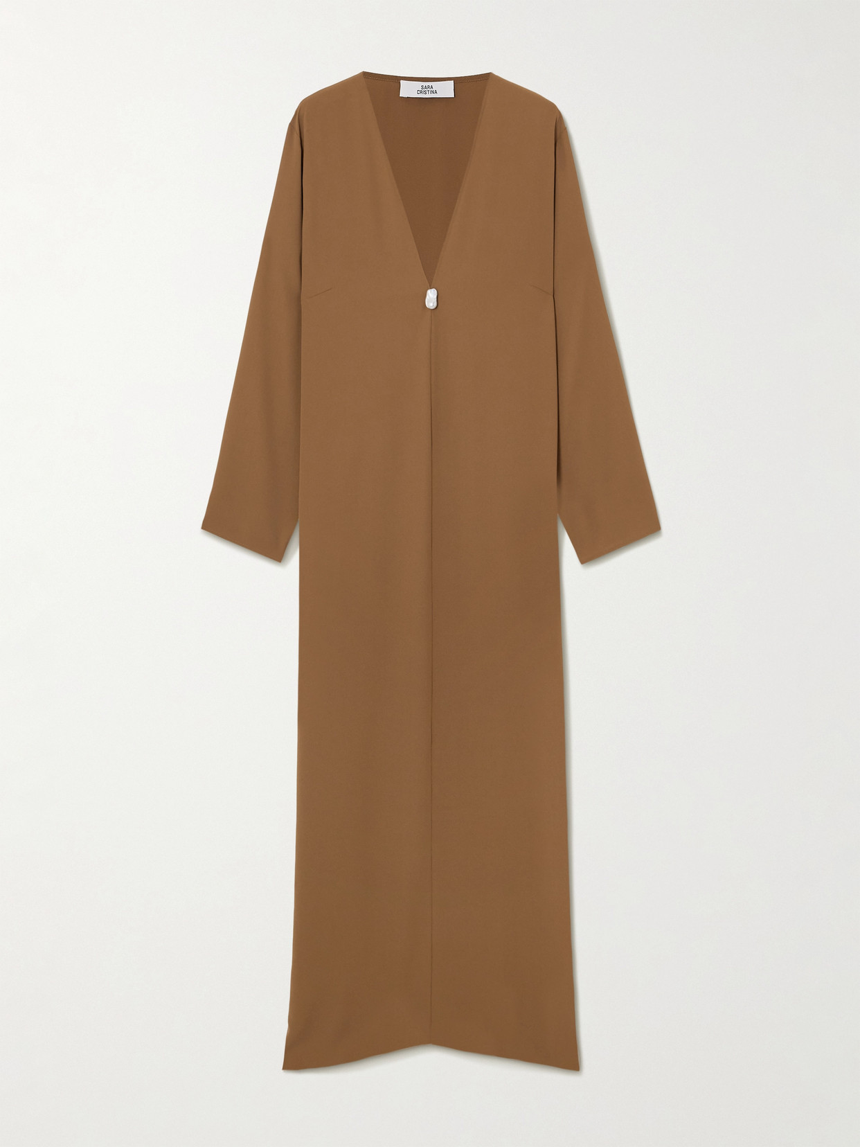 Sara Cristina Pearl-embellished Silk-crepe Kaftan In Gold