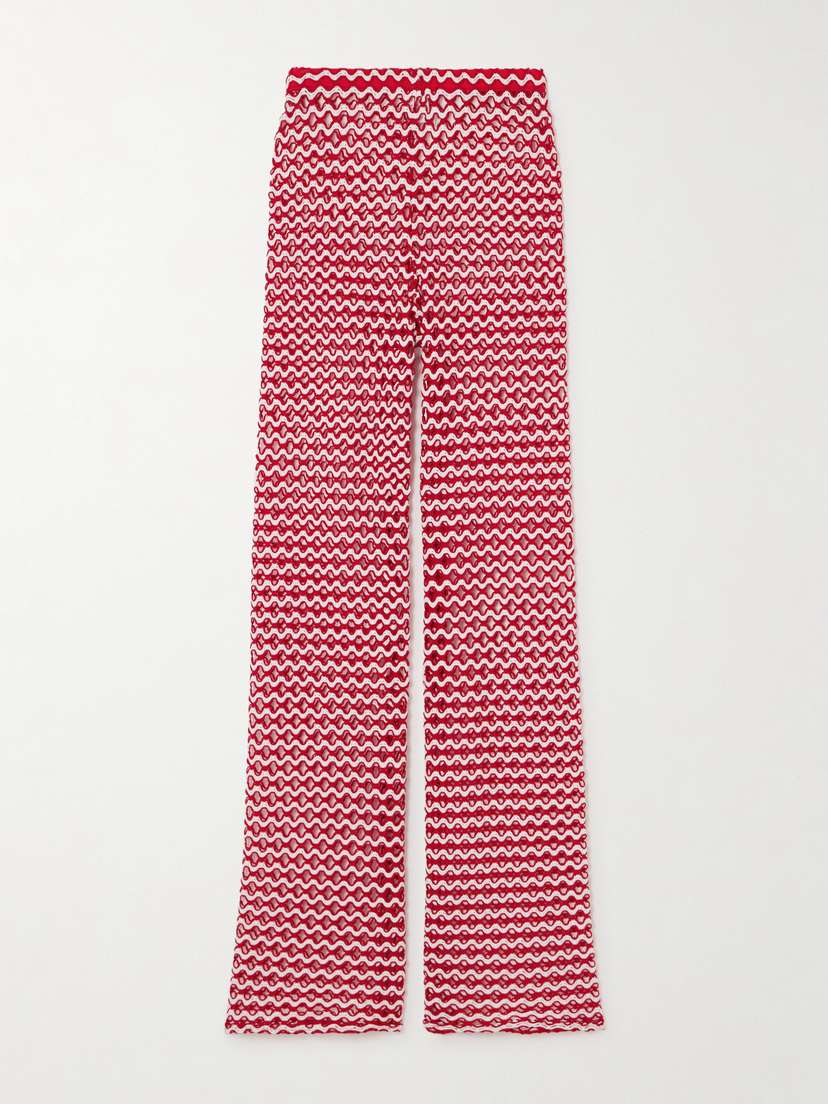 SARA CRISTINA Playa Two-tone Crocheted Wide-leg Pants