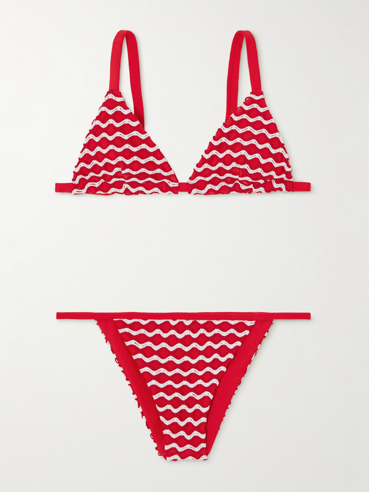 Sara Cristina Sun Two-tone Crocheted Bikini In Red