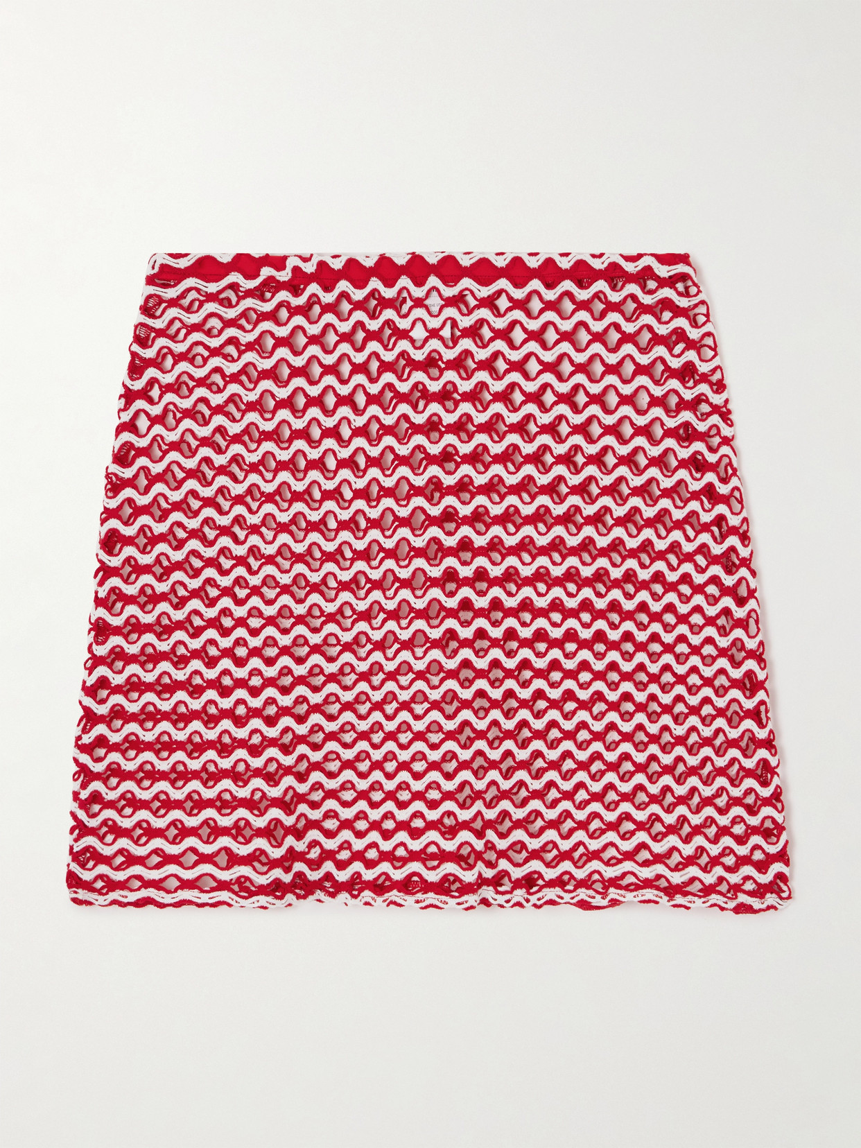 Sara Cristina Sun Two-tone Crocheted Mini Skirt In Red