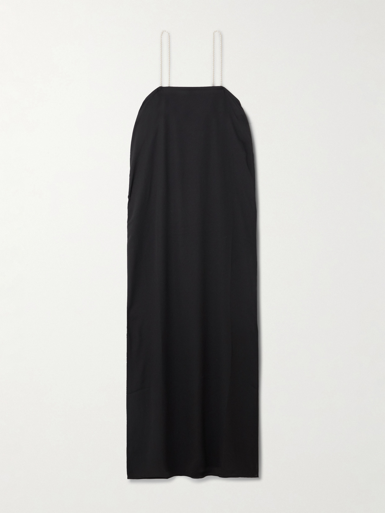 Sara Cristina Pearl-embellished Recycled-georgette Midi Dress In Black