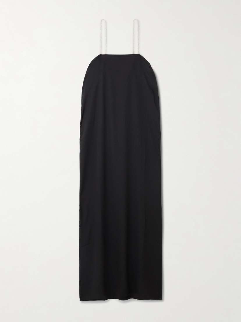 SARA CRISTINA Pearl-embellished Recycled-georgette Midi Dress