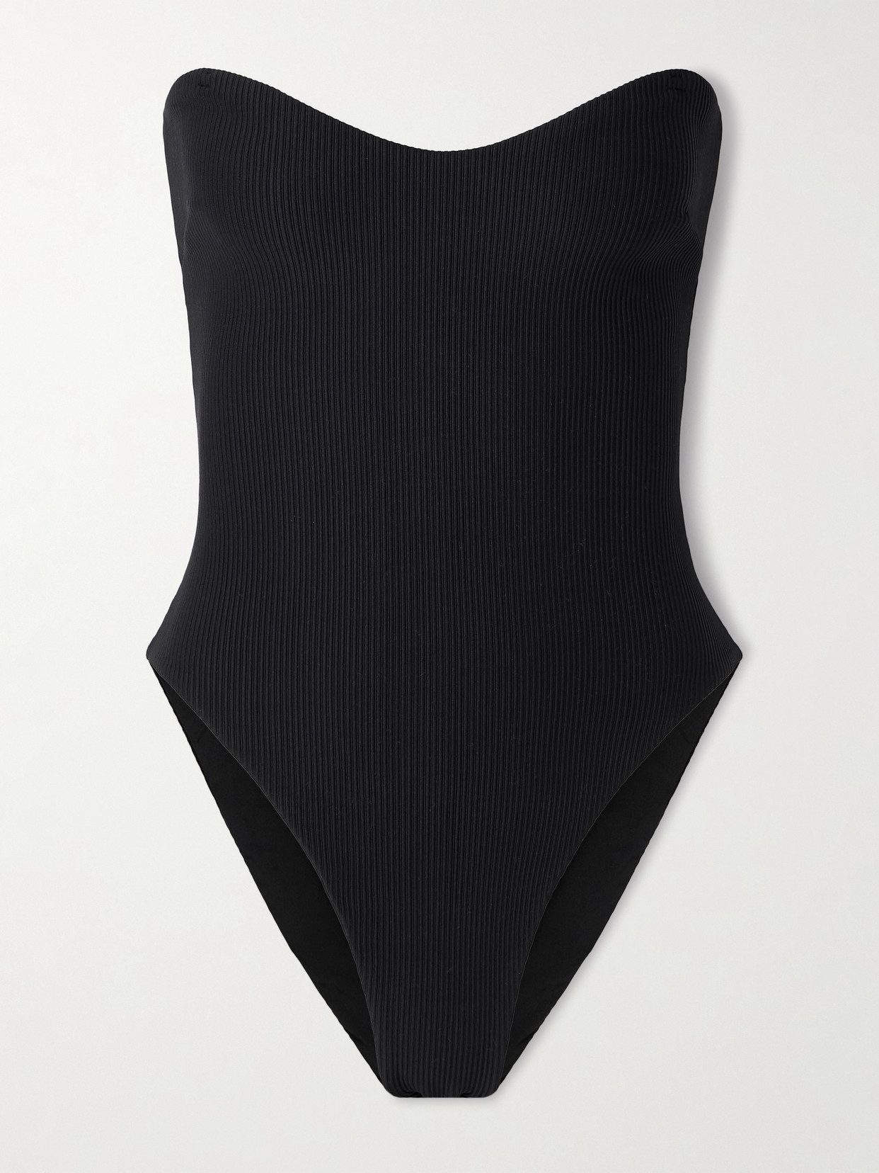 Sara Cristina Heart Ribbed Swimsuit In Black