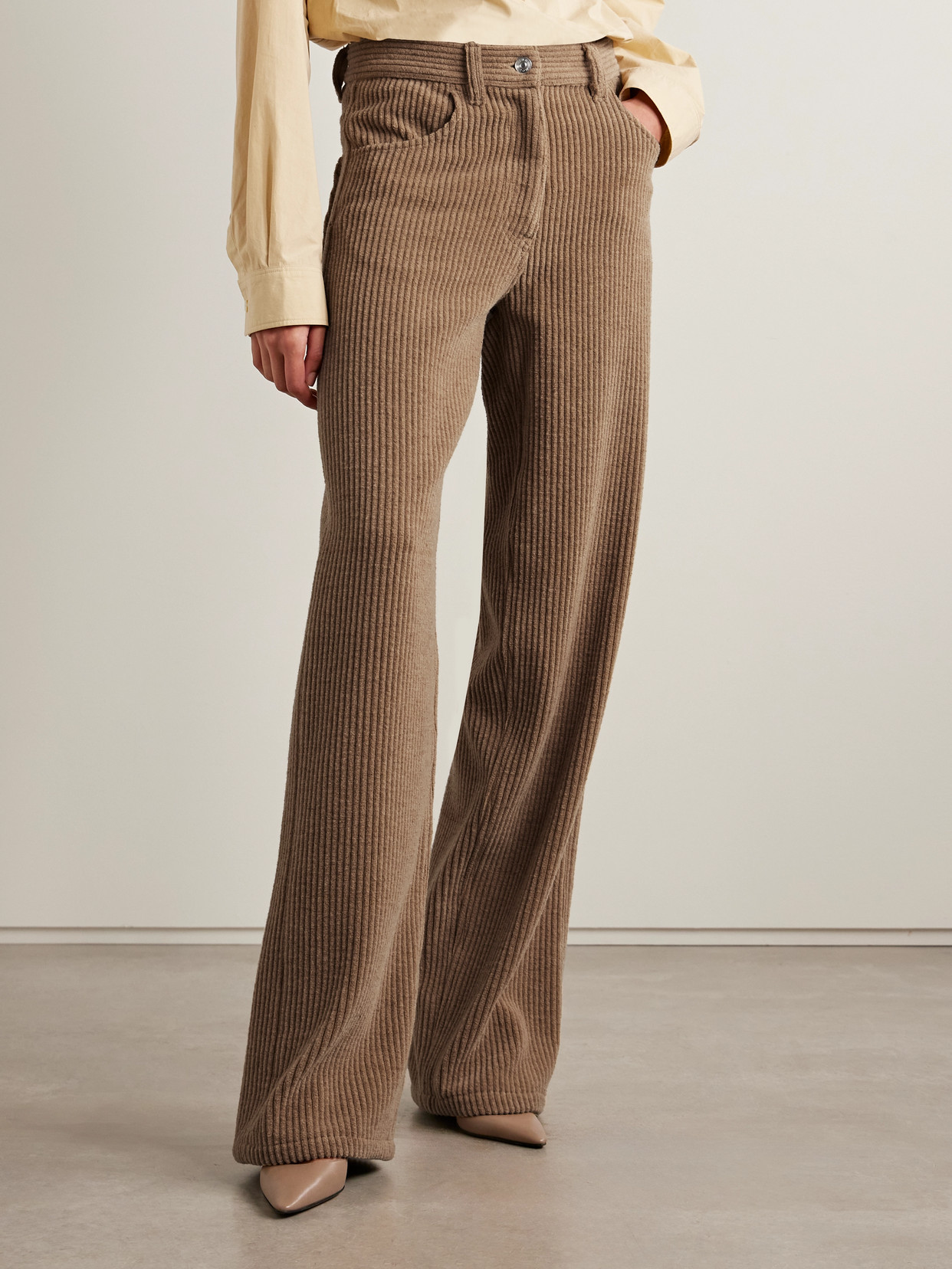 The Row Clair Corduroy Wide-leg Pants In Brown