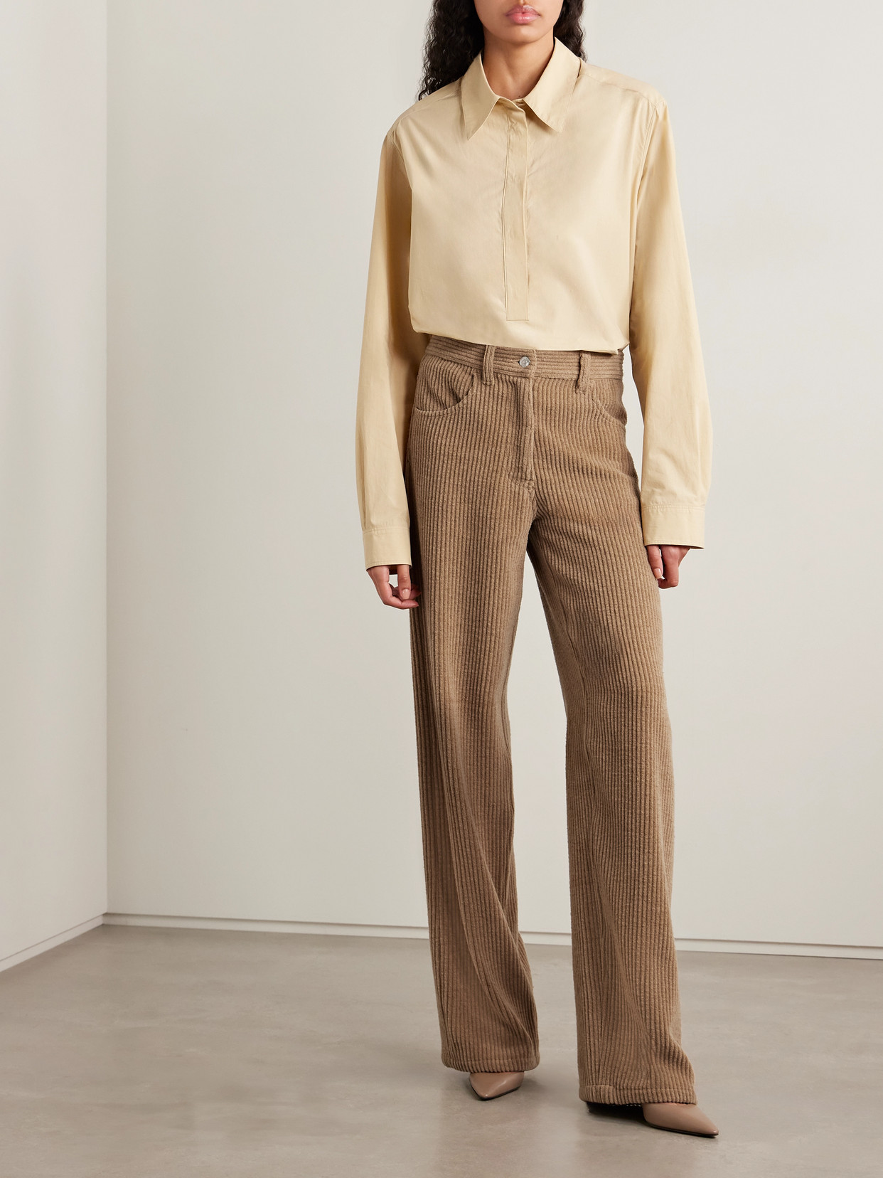 The Row Clair Corduroy Wide-leg Pants In Brown