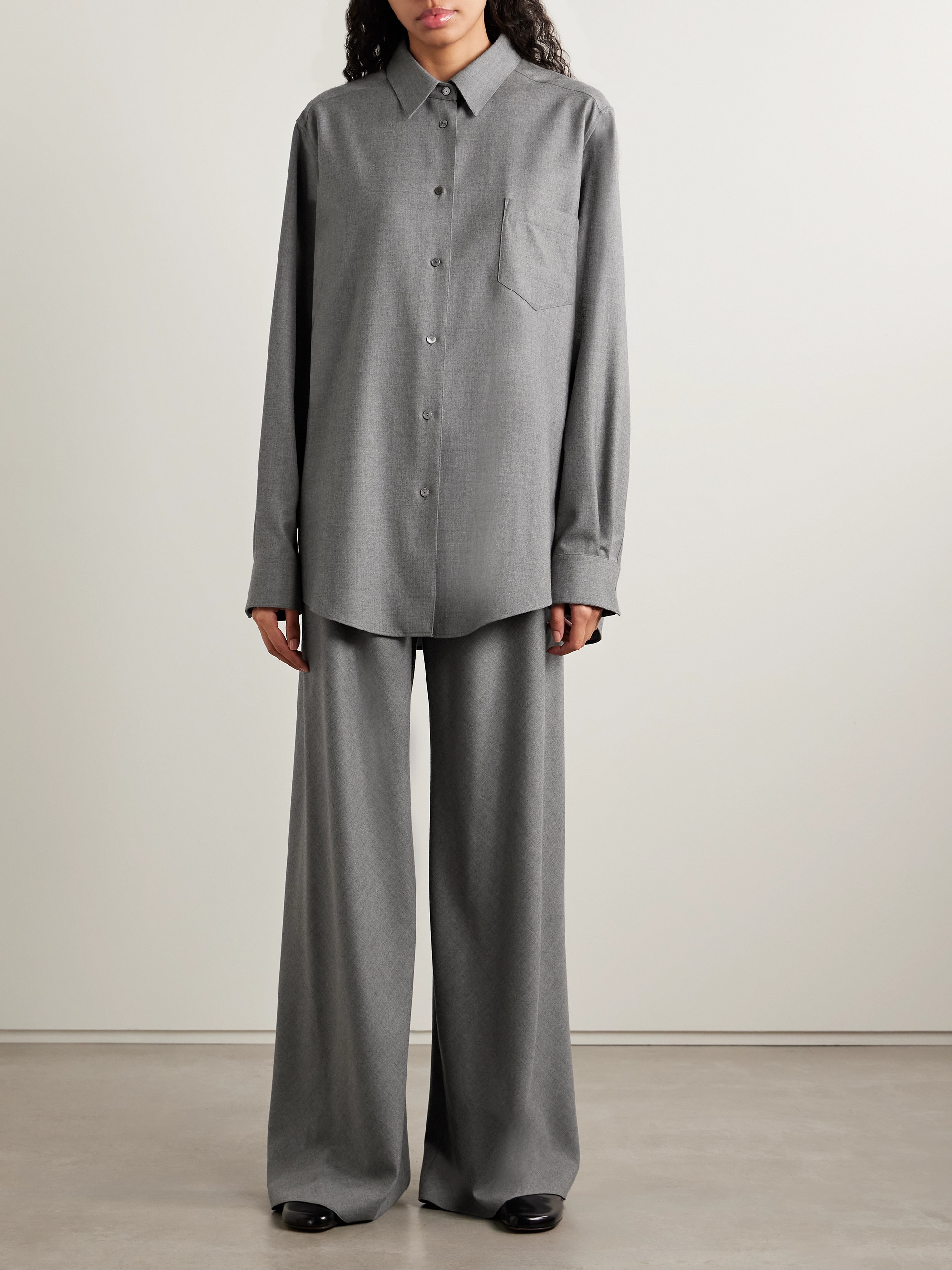 The Row - Gala wool-flannel wide-leg pants | Plush