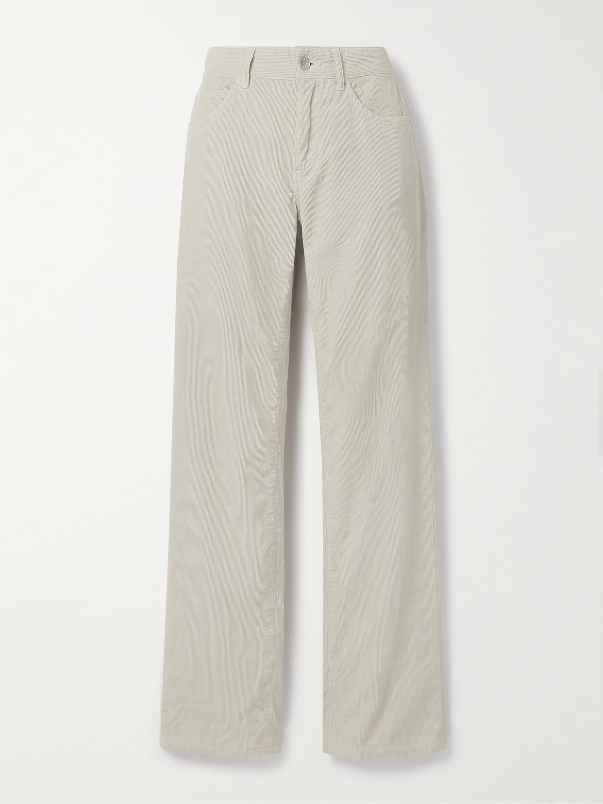 The Row Carlyl Cotton-corduroy Straight-leg Pants In White