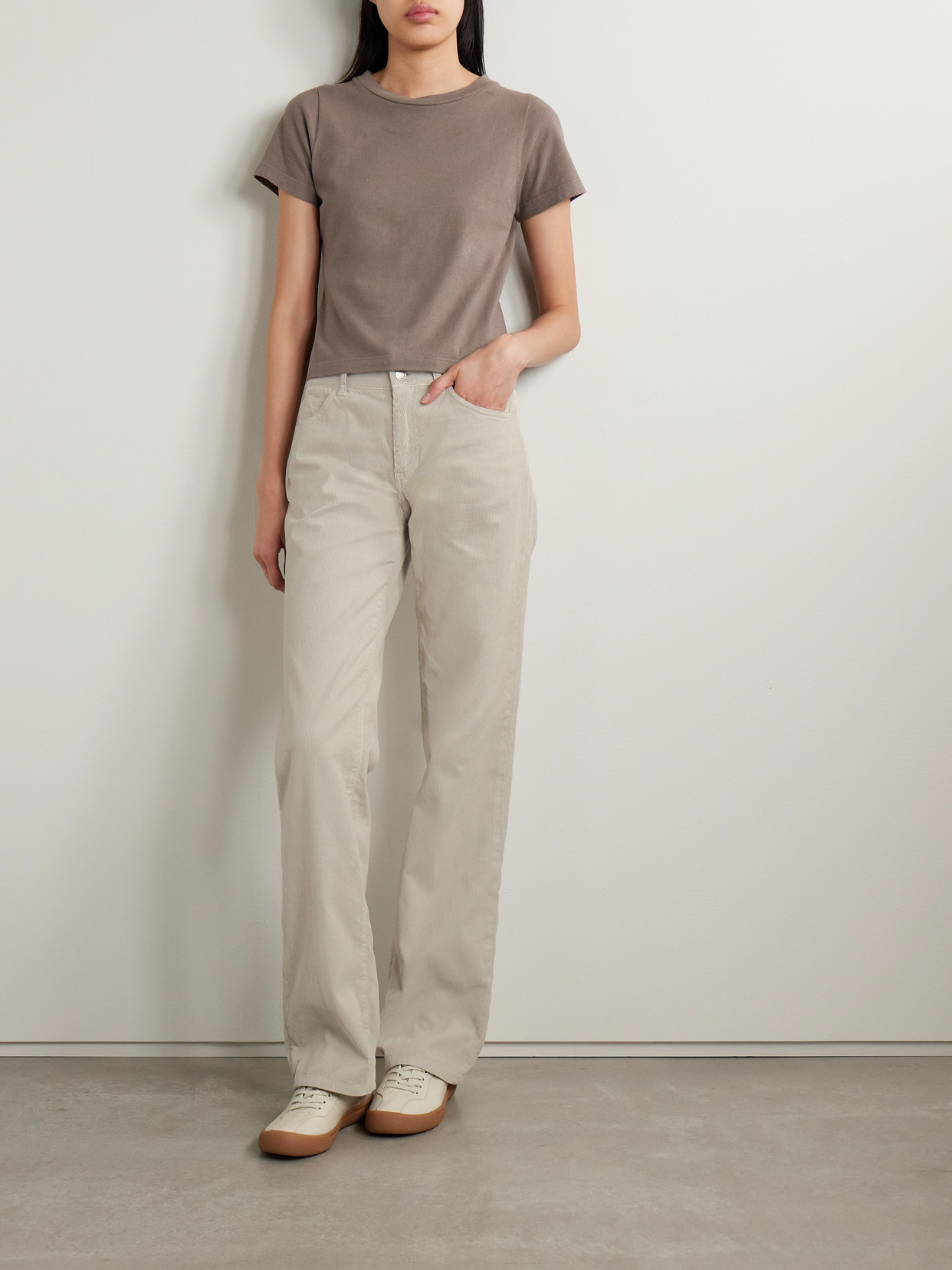 The Row Carlyl Cotton-corduroy Straight-leg Pants In Neutral