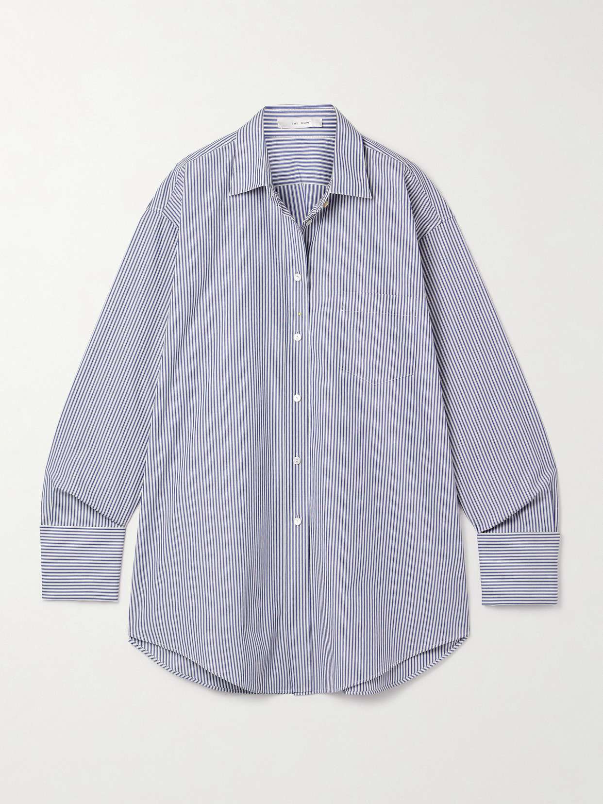 The Row Ment Oversized Striped Cotton-poplin Shirt In Blue