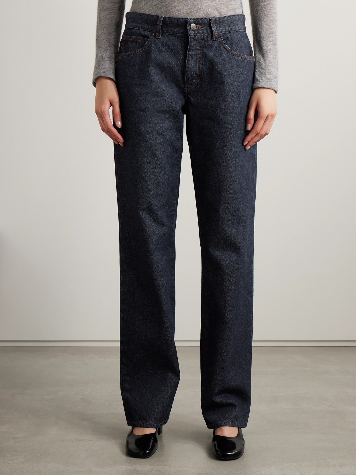 The Row Carlyl Mid-rise Straight-leg Jeans In Blue