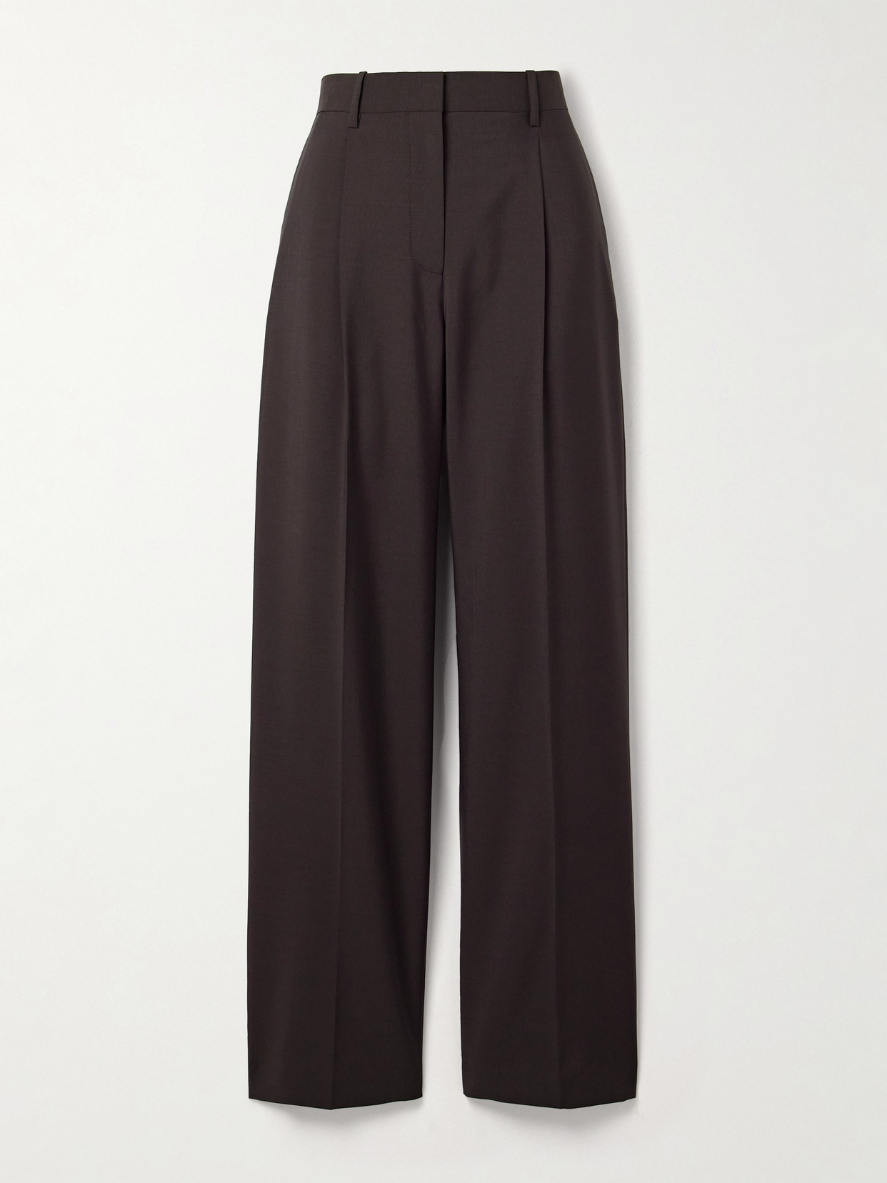 The Row Mikkela Pleated Wool And Mohair-blend Twill Wide-leg Pants In Brown