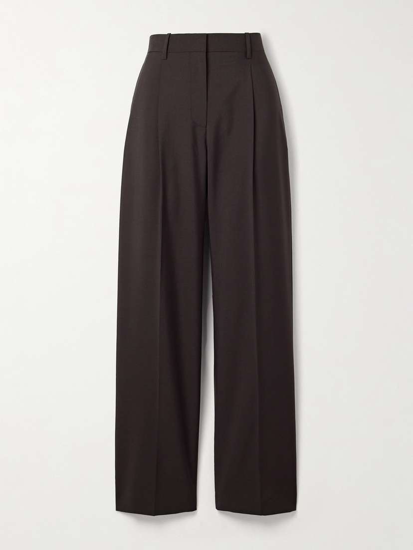 The Row Mikkela Pleated Wool And Mohair-blend Twill Wide-leg Pants
