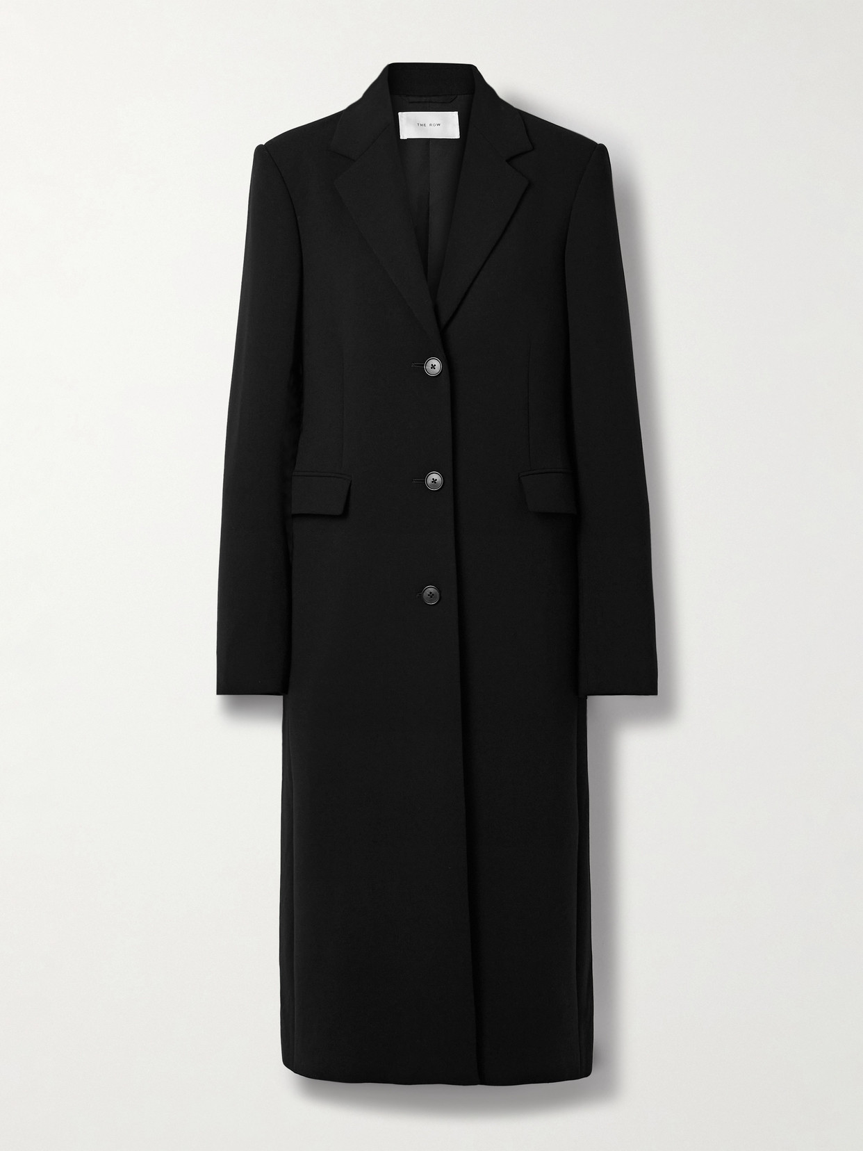 The Row Cerys Wool-blend Crepe Coat In Black