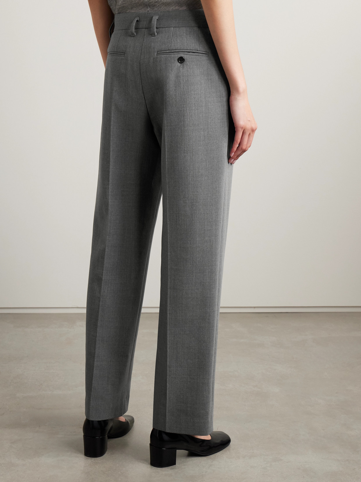 The Row Relian Cropped Wool-blend Straight-leg Pants In Gray