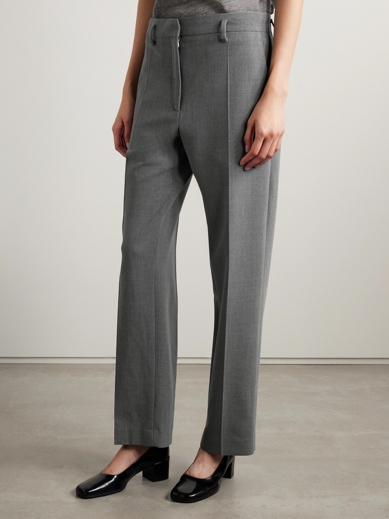 The Row Relian Cropped Wool-blend Straight-leg Pants In Gray