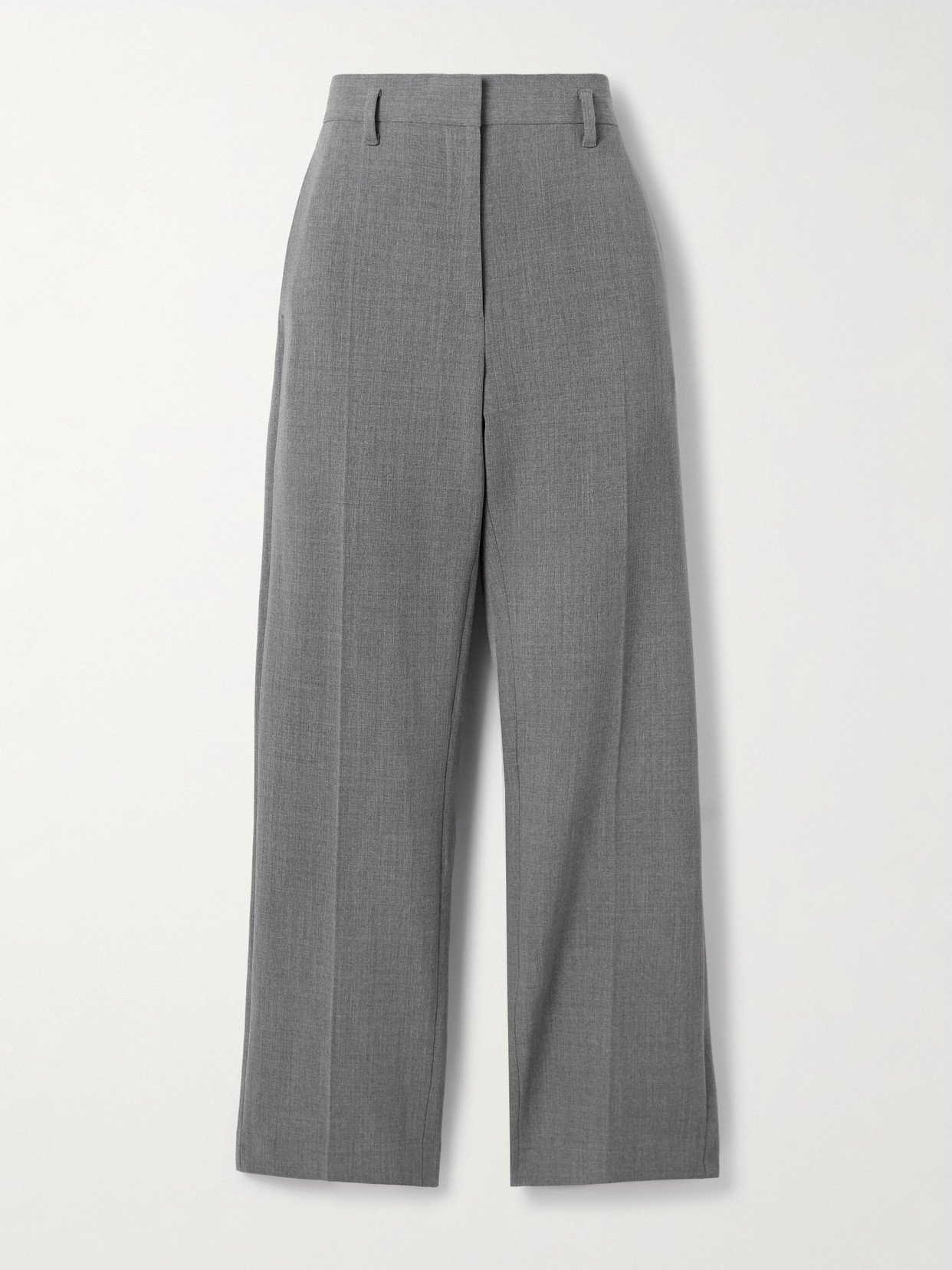 The Row Relian Cropped Wool-blend Straight-leg Pants In Gray