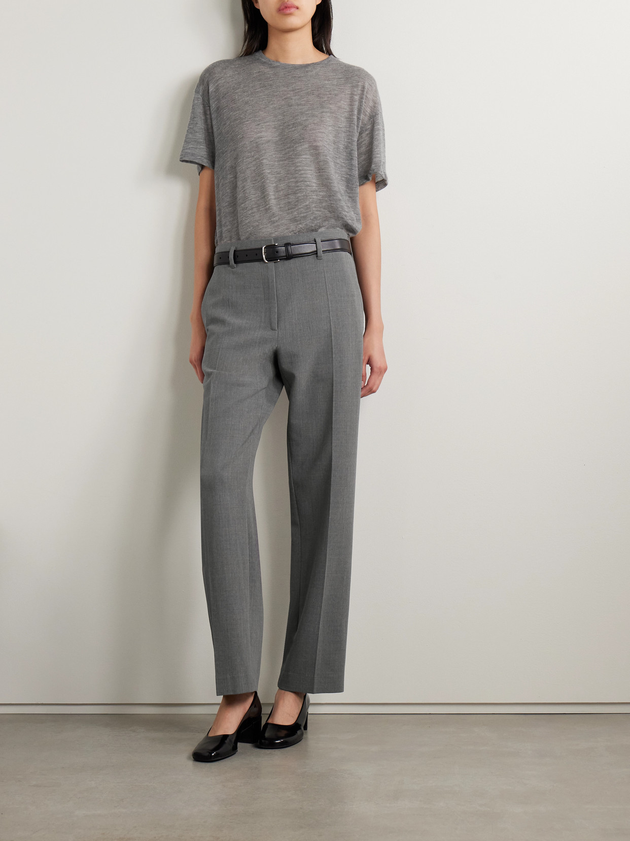 The Row Relian Cropped Wool-blend Straight-leg Pants In Gray