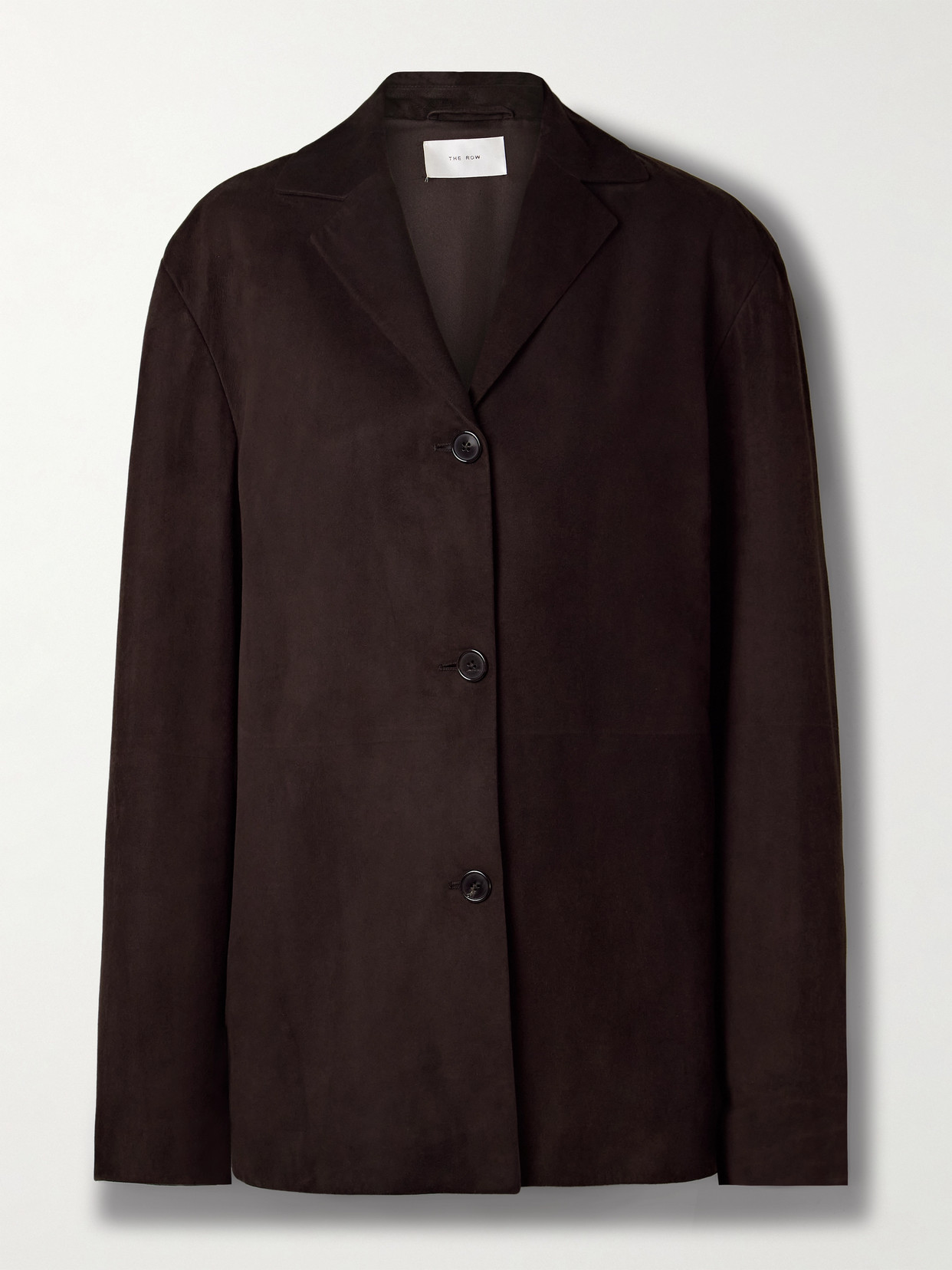 The Row Fabian Suede Single-breasted Jacket In Brown