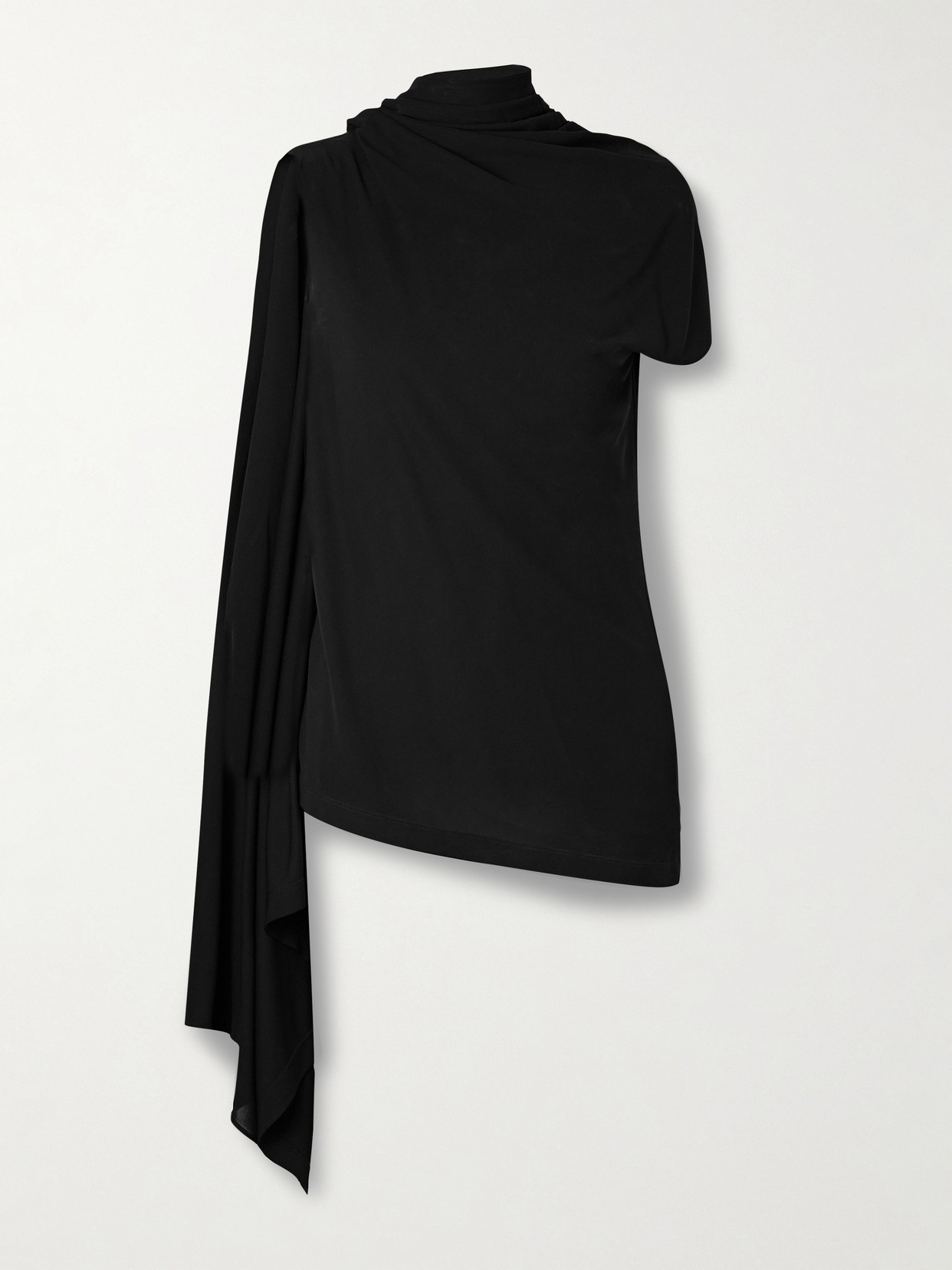 The Row Isadra Draped Crepe-jersey Top In Black