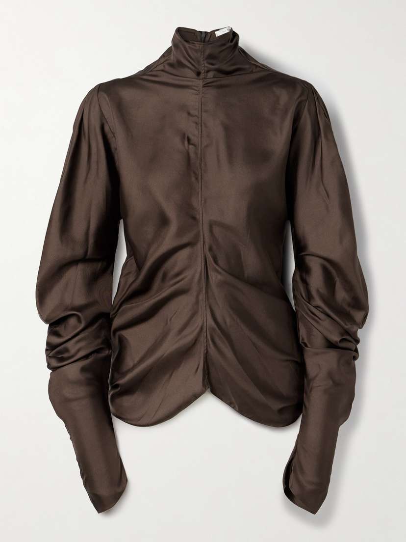 The Row Miles Gathered Silk-twill Blouse