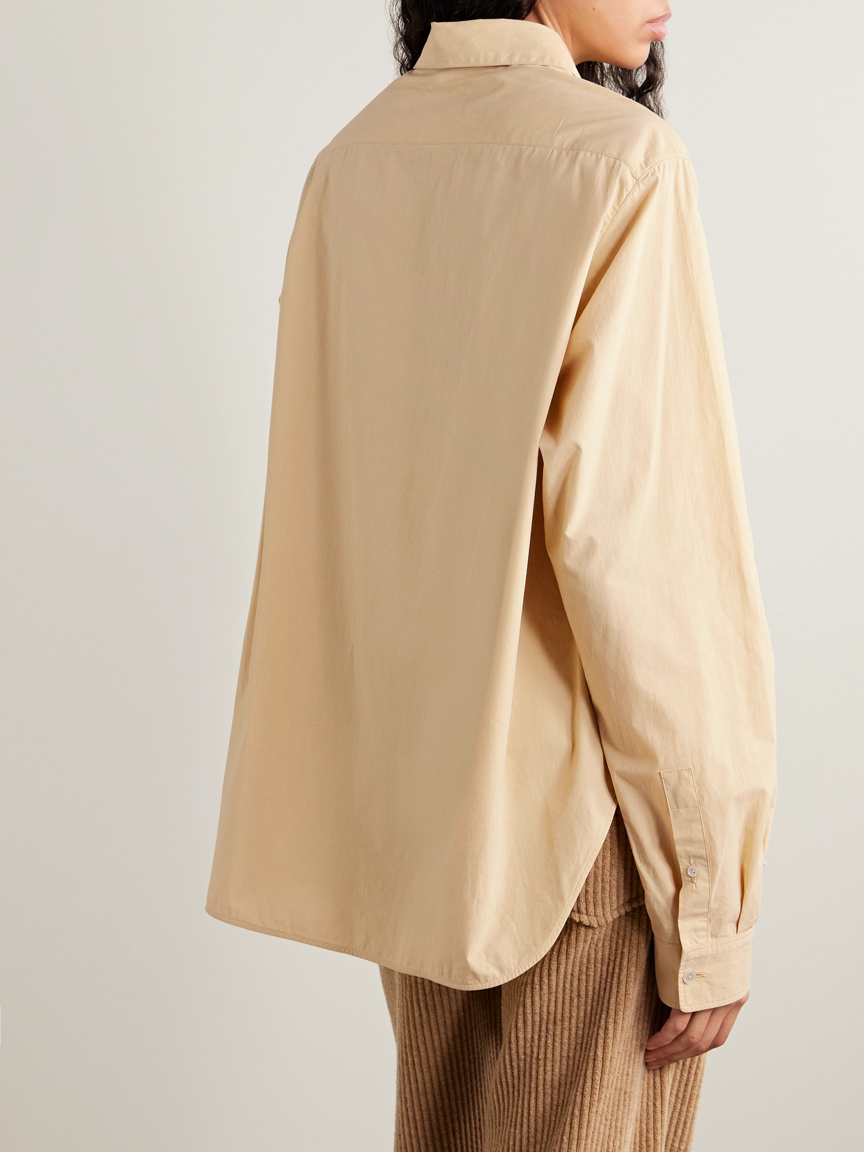The Row Collared Long Sleeve Button Front Shirt In Neutral