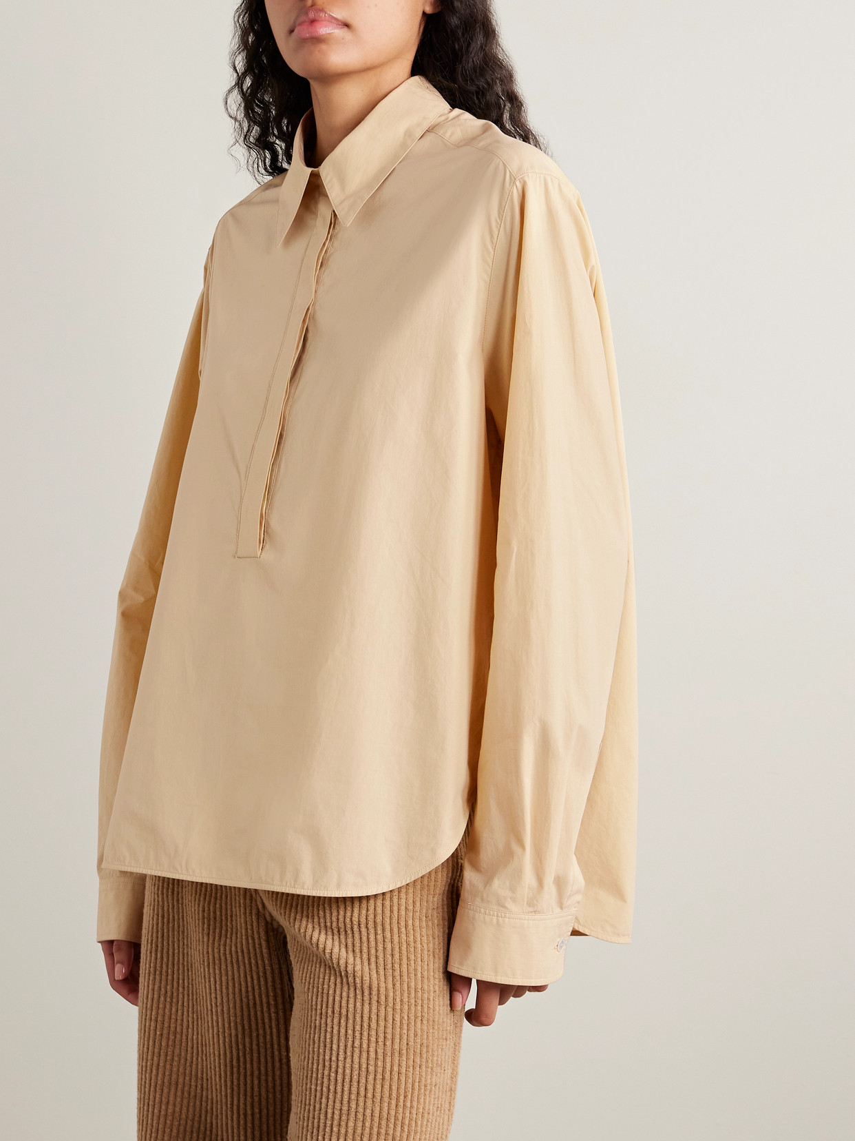 The Row Collared Long Sleeve Button Front Shirt In Neutral