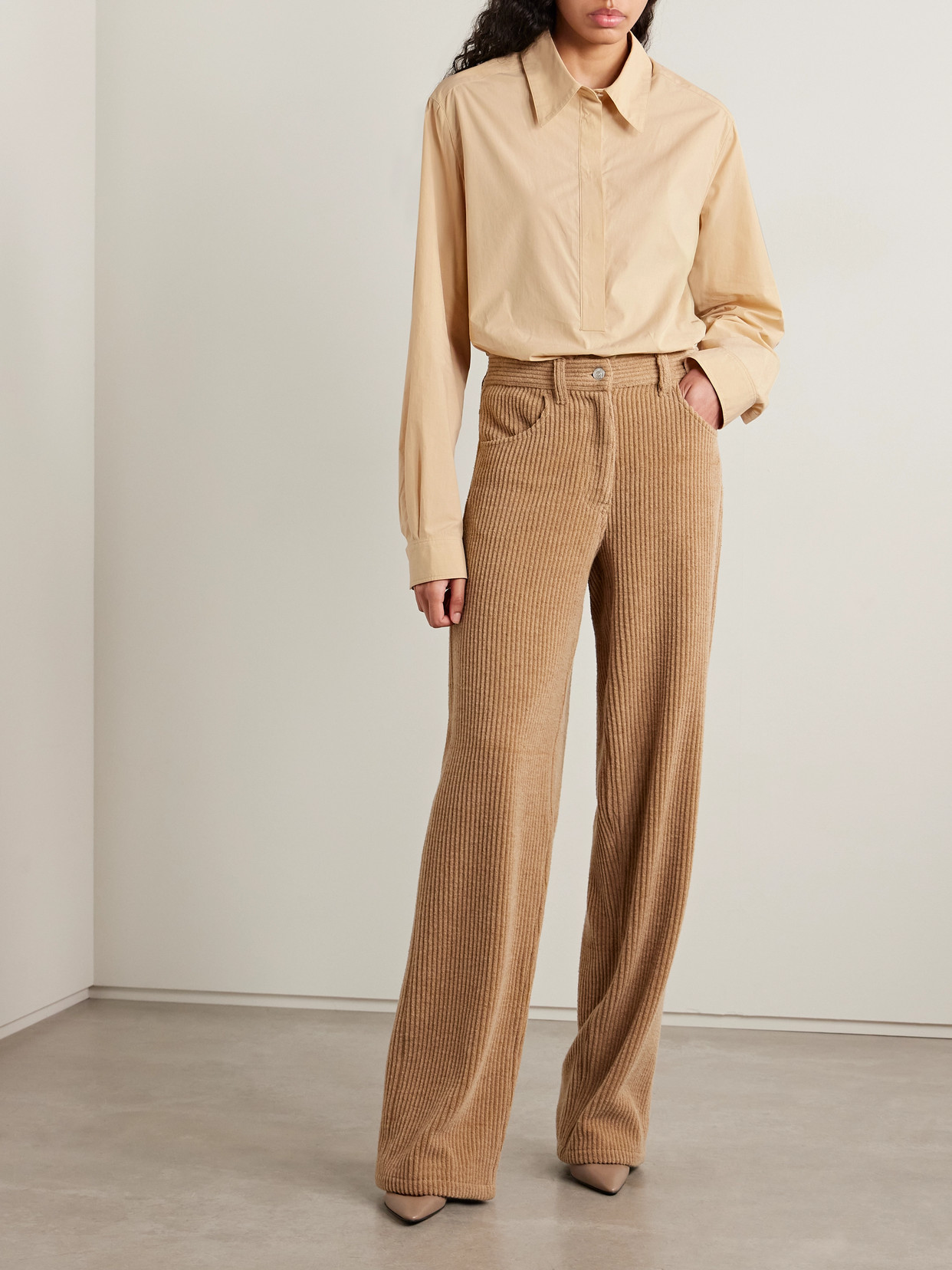 The Row Collared Long Sleeve Button Front Shirt In Neutral