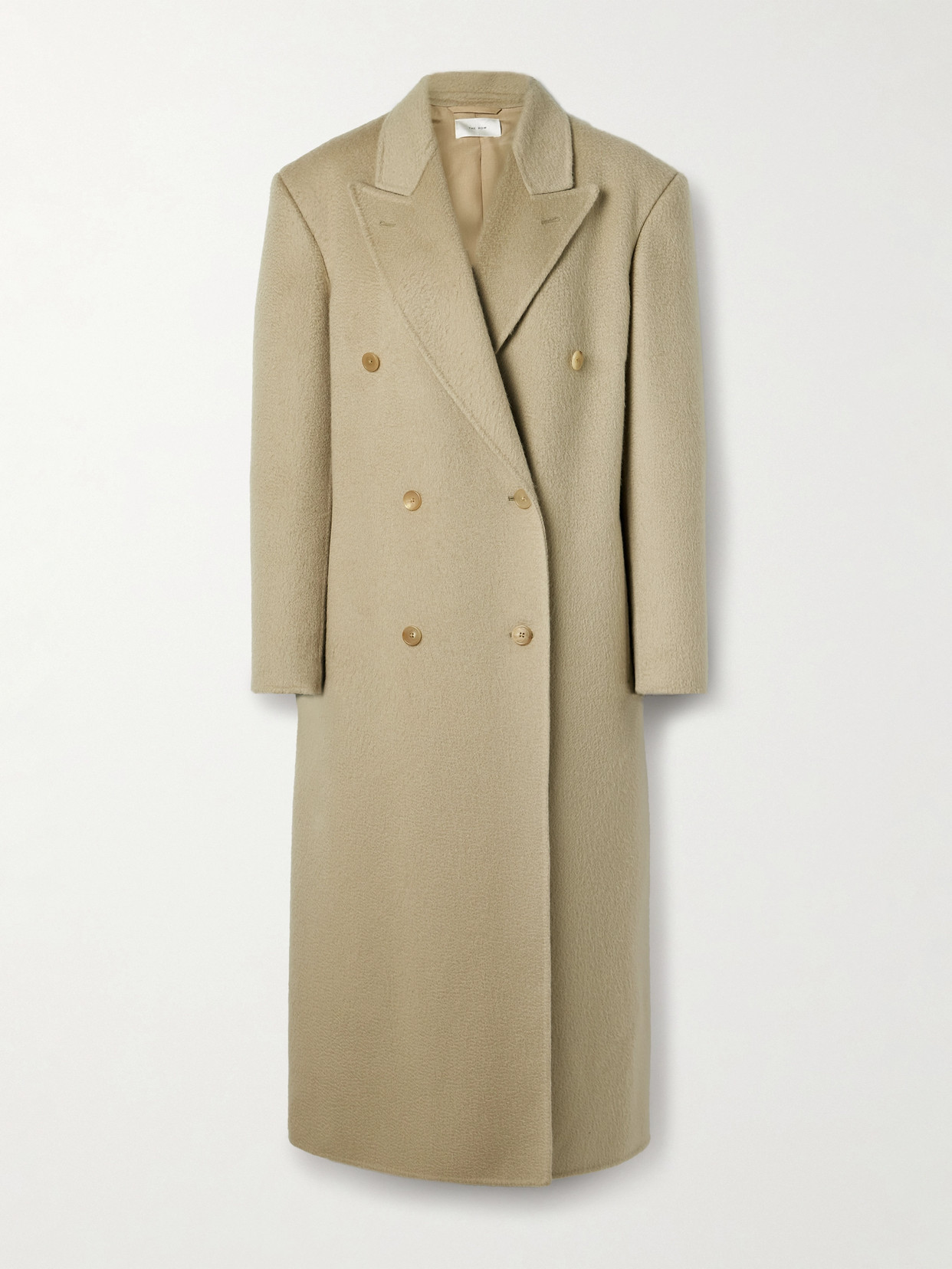 The Row Hariet Oversized Double-breasted Brushed-cashmere Coat In Neutral