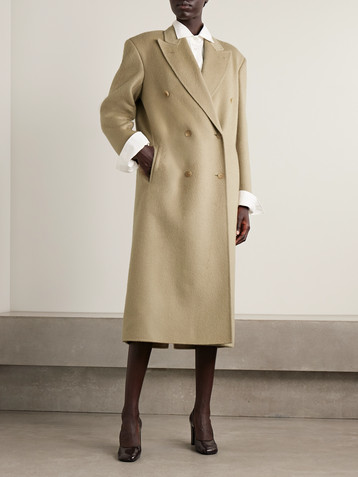 The Row Hariet oversized double-breasted brushed-cashmere coat