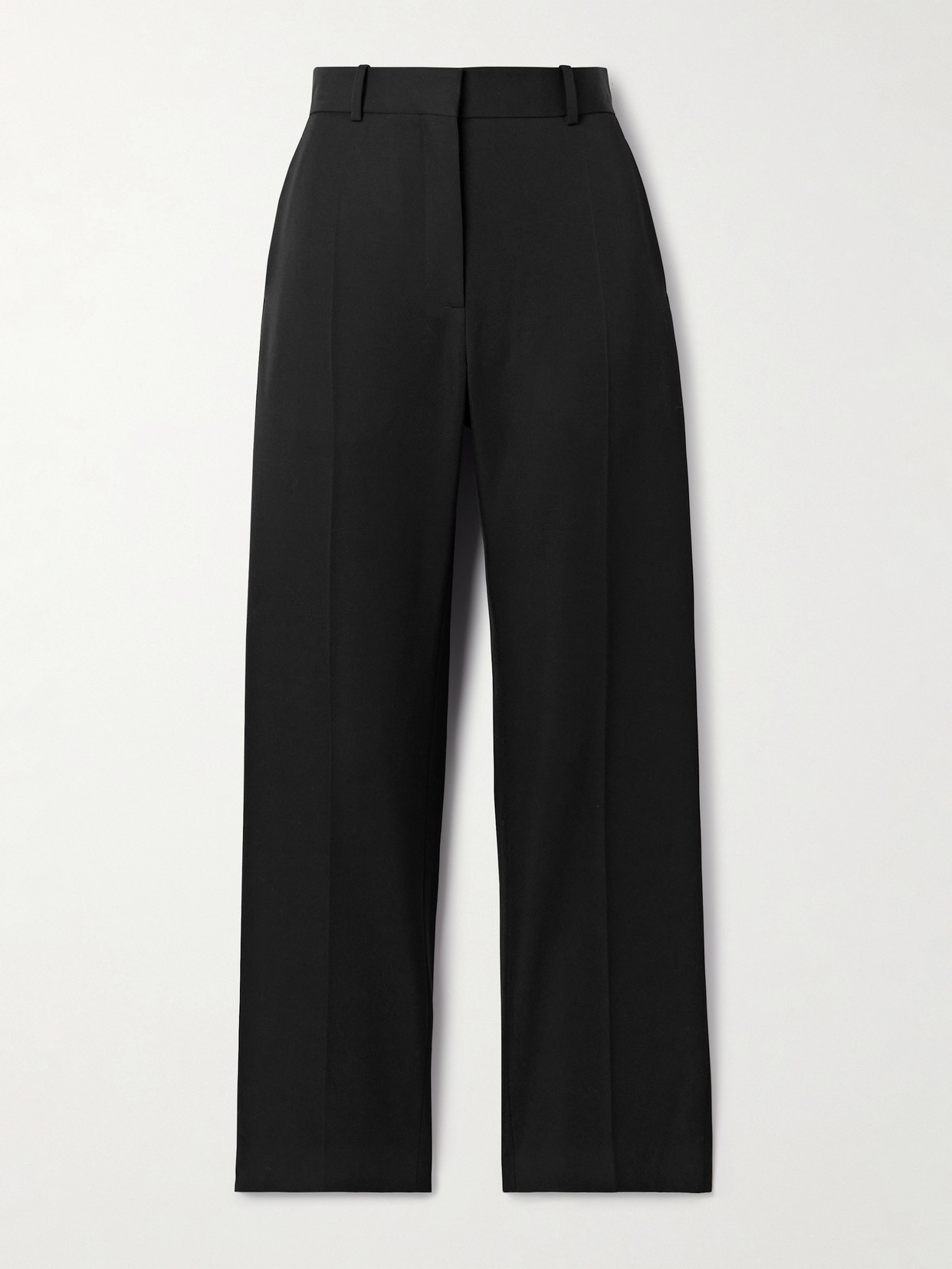 The Row Relian Pleated Wool-gabardine Straight-leg Pants In Black