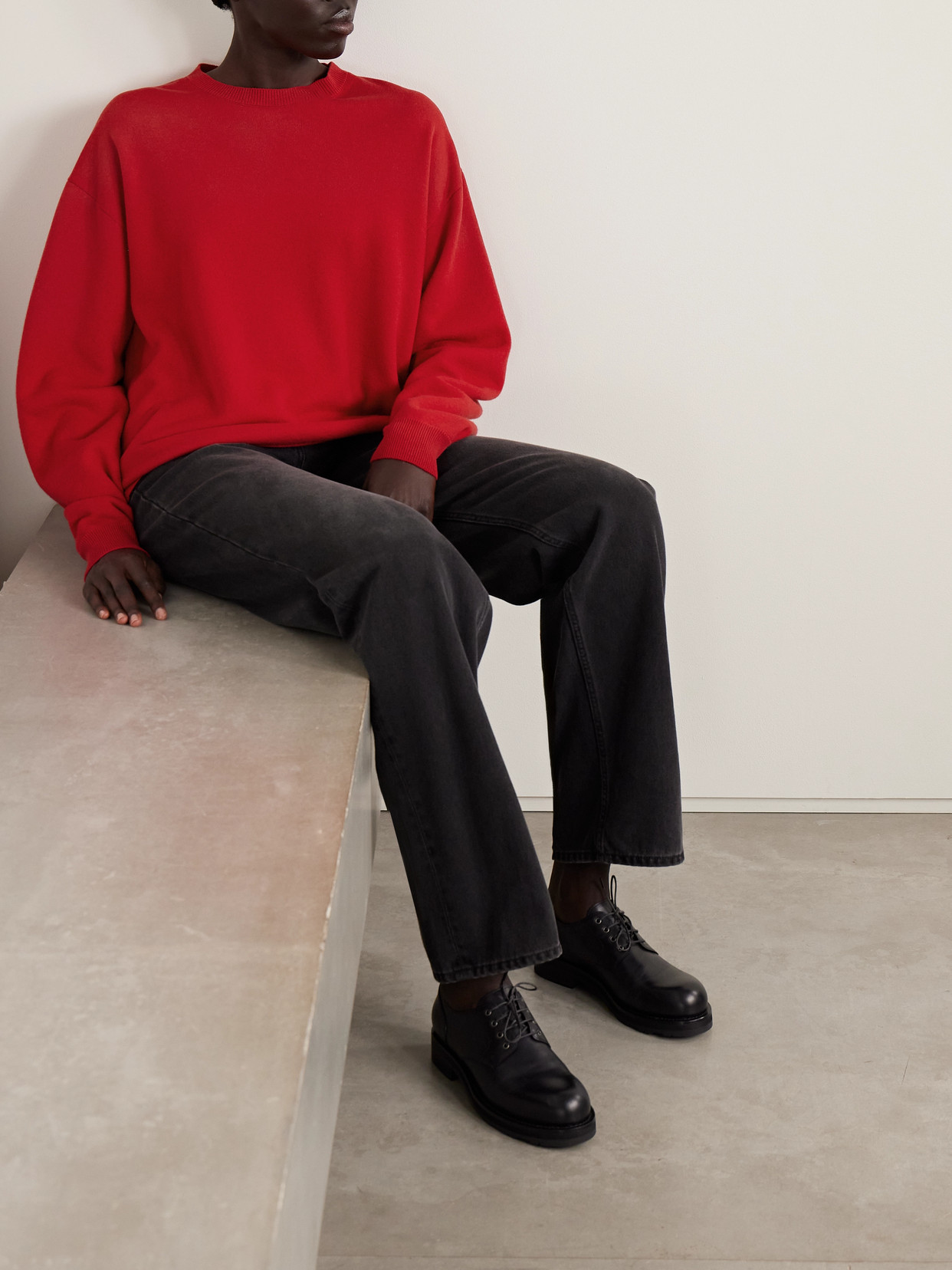 The Row Leora Cashmere Sweater In Red