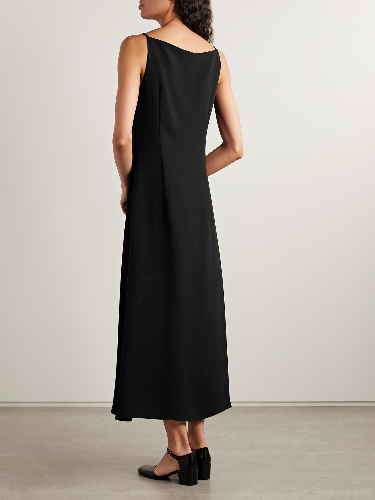 The Row Seraphina Silk-crepe Midi Dress In Black