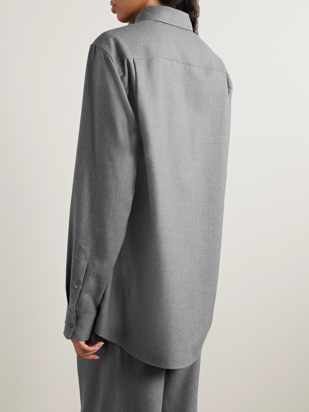 The Row Pino Oversized Wool-twill Shirt In Gray
