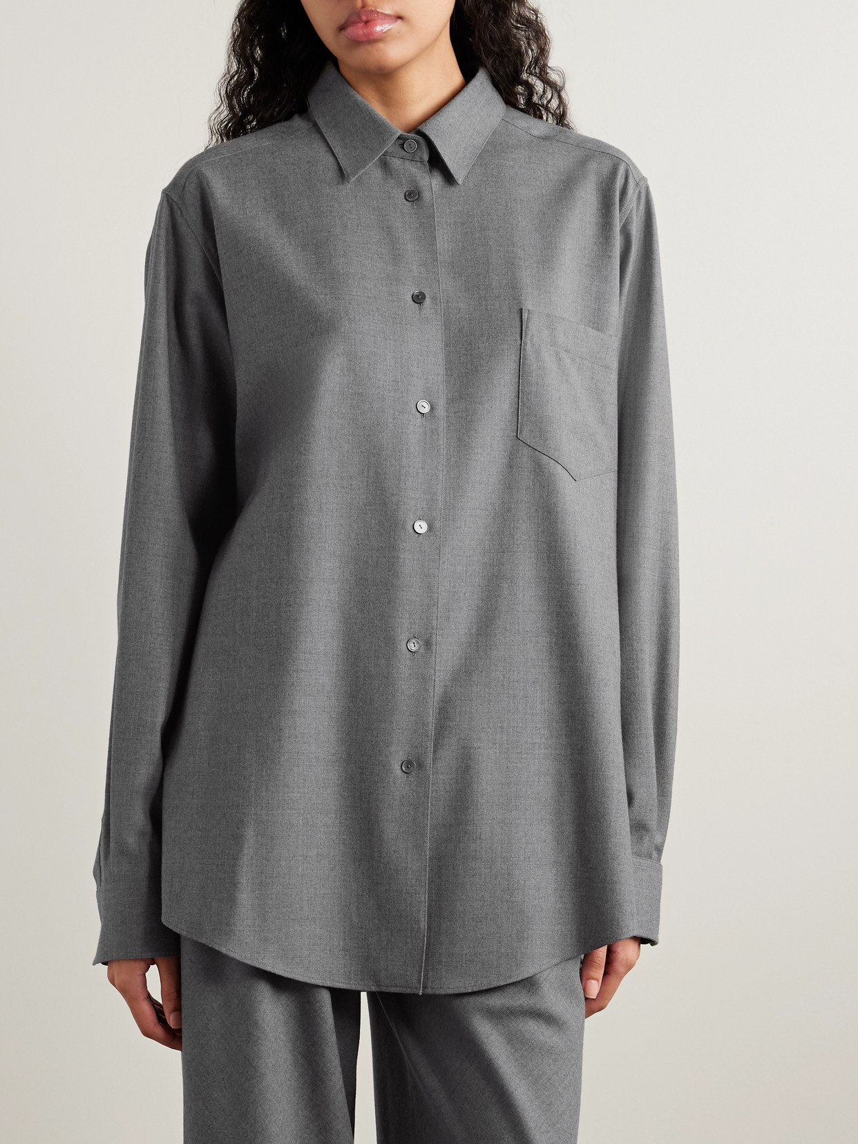 The Row Pino Oversized Wool-twill Shirt In Gray