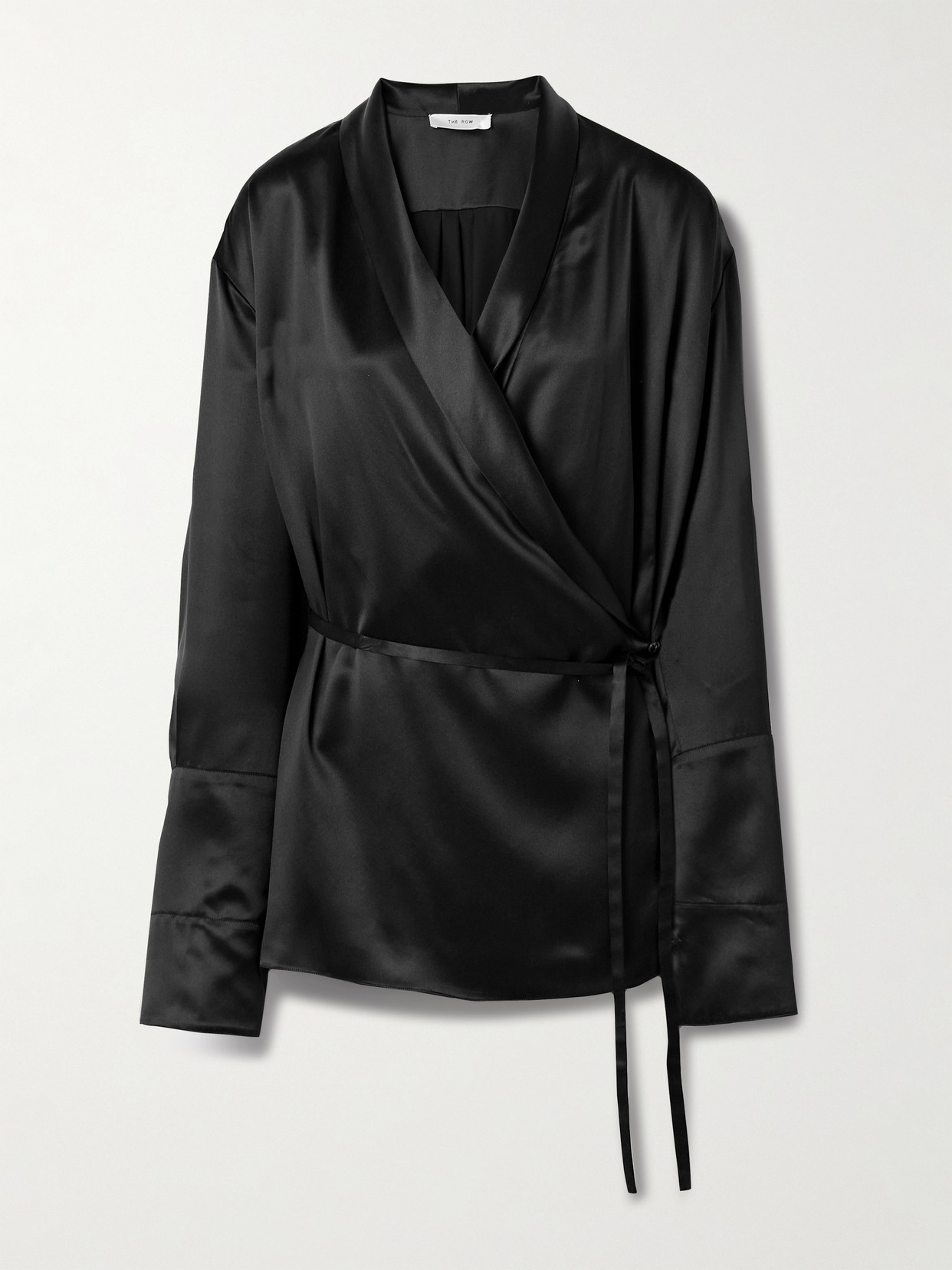 The Row Eivie Silk Wrap Blouse In Black