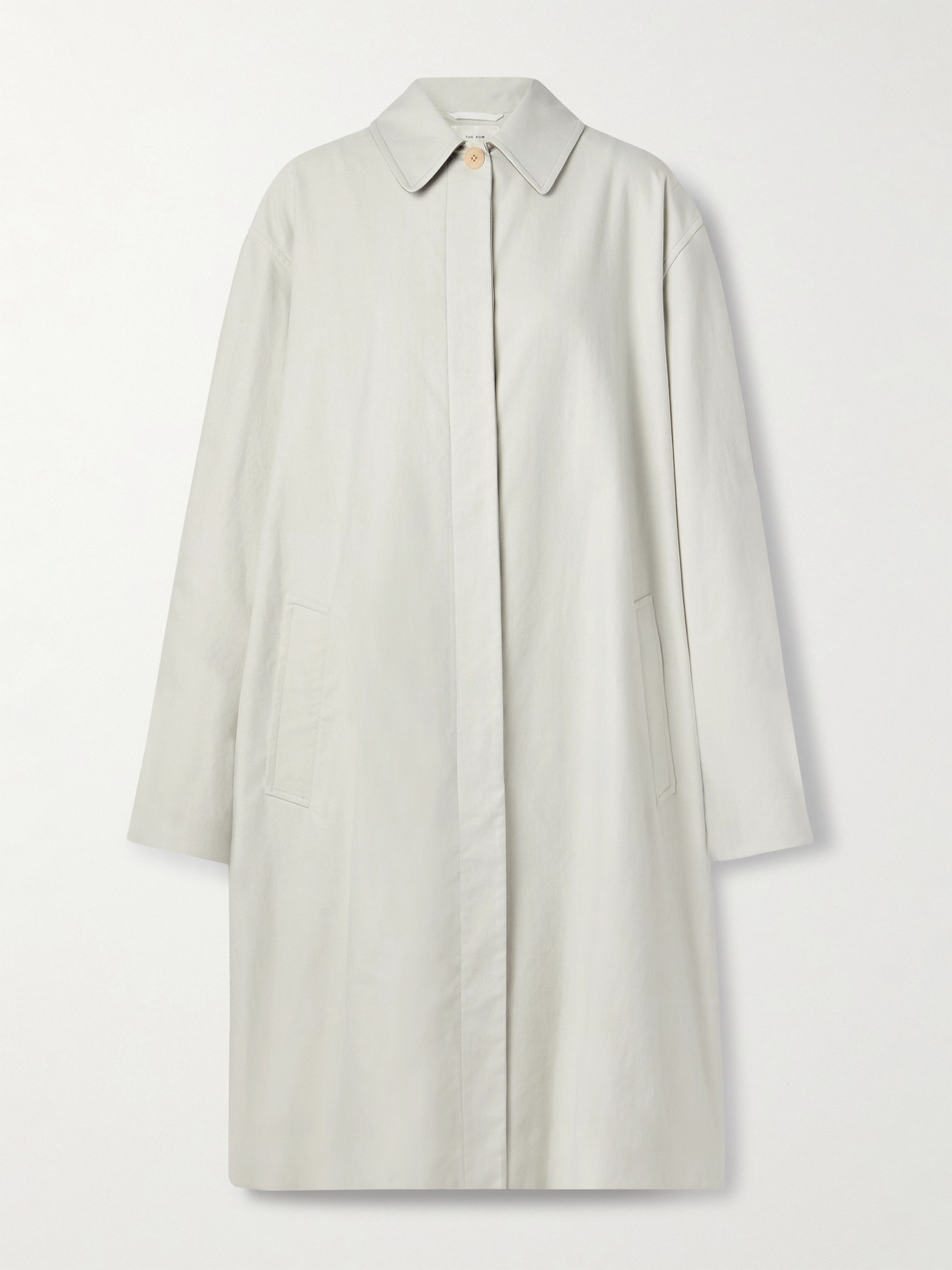 The Row Pluma Brushed Cotton And Cashmere-blend Trench Coat In Gray