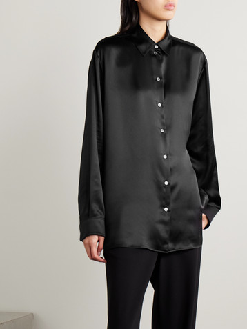 The Row Sisilia oversized silk-satin shirt