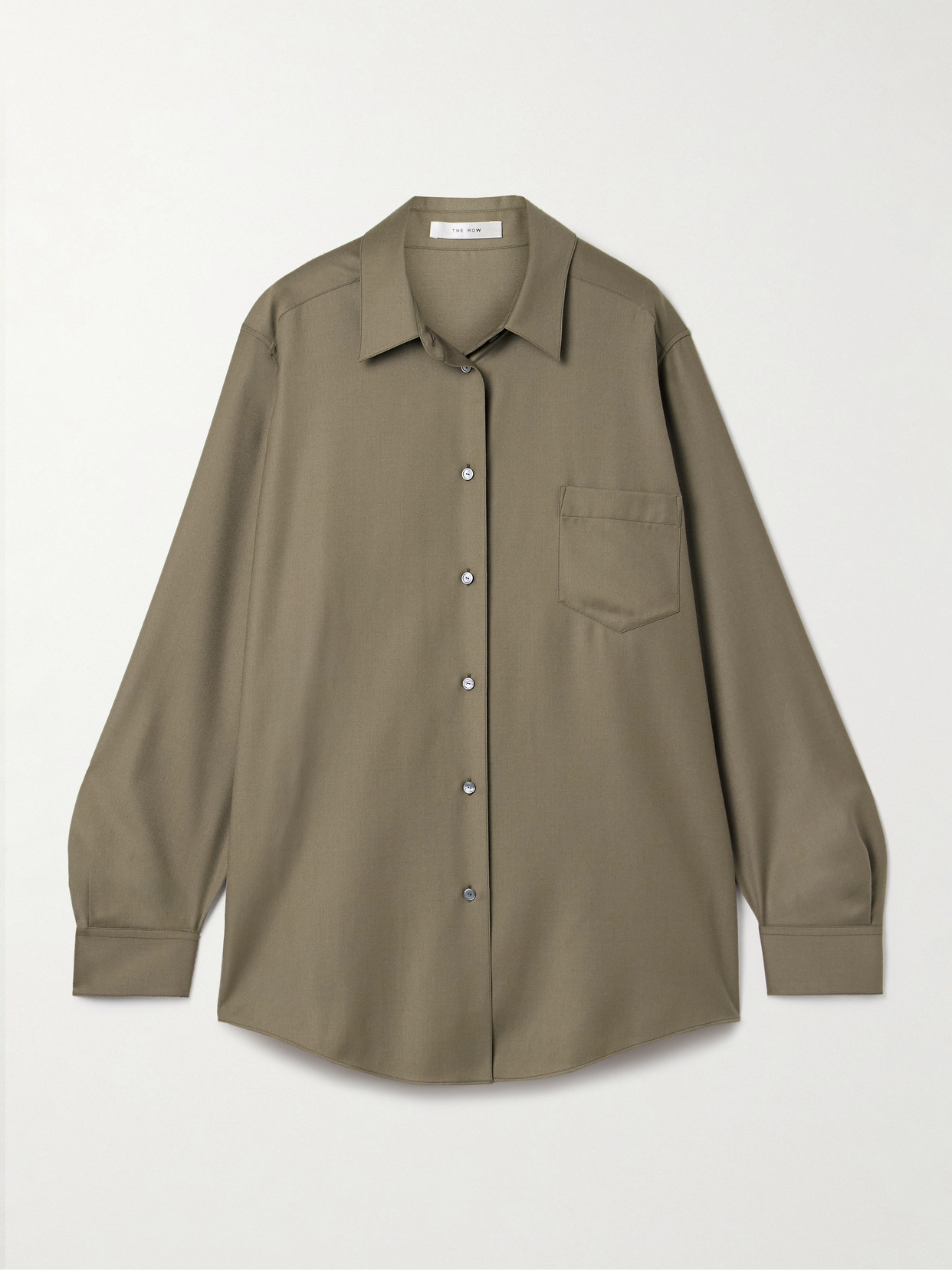 The Row Pino Oversized Wool-twill Shirt In Green