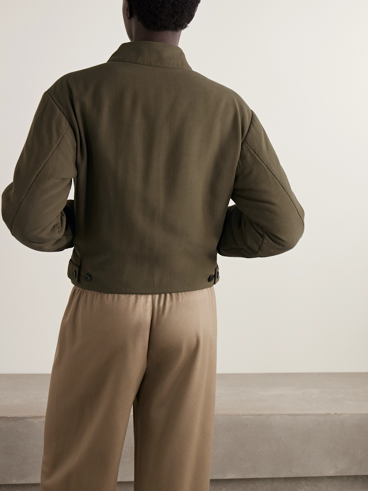 The Row Nerys Padded Woven Jacket In Brown