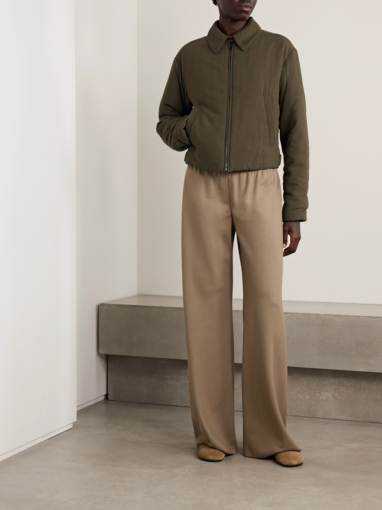 The Row Nerys Padded Woven Jacket In Brown